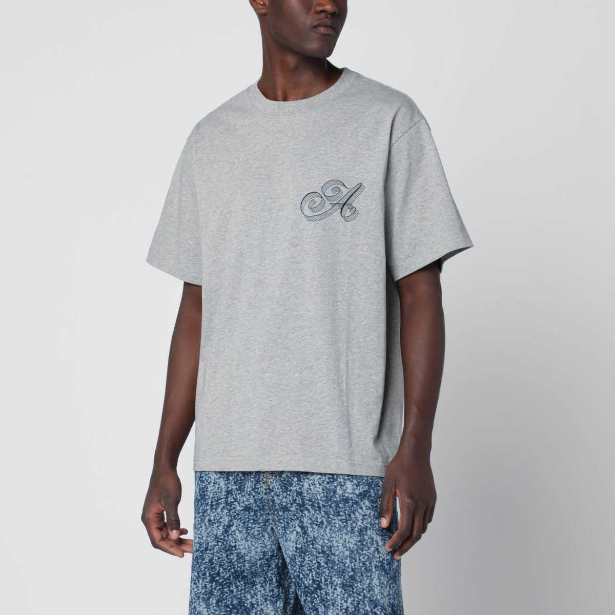 Awake NY Grey cotton T-shirt with logo Awake NY 