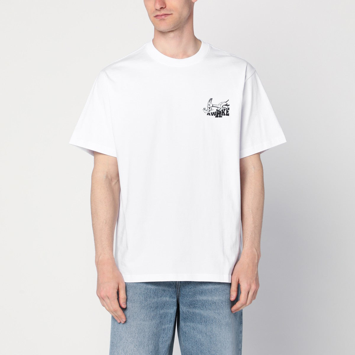 Awake NY White T-shirt with hammer print Awake NY 