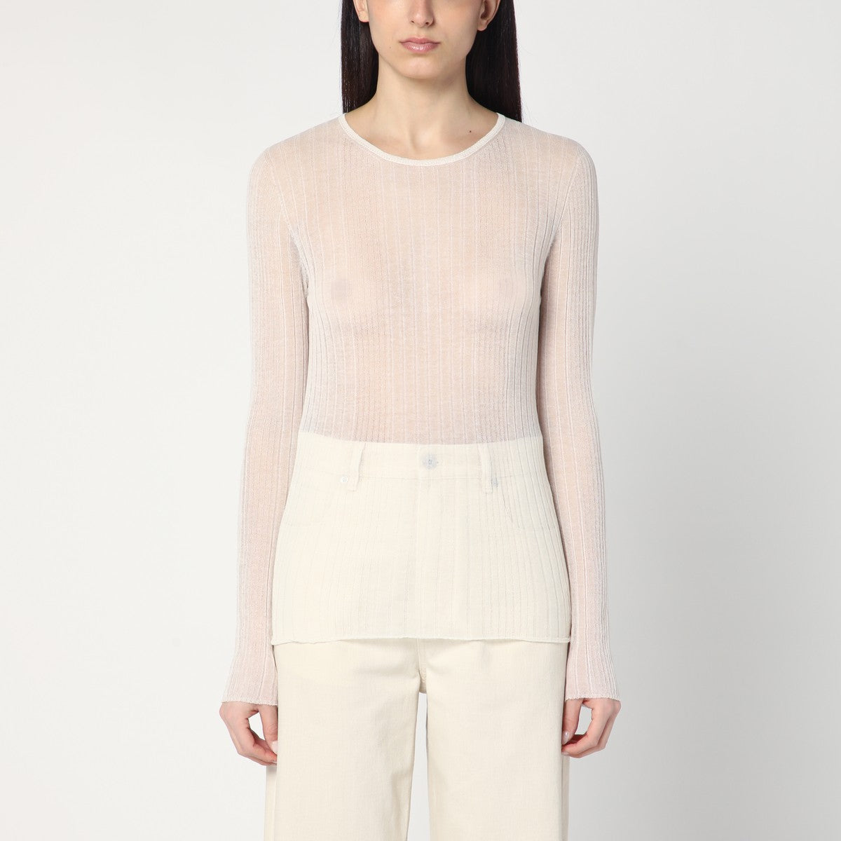 Roberto Collina Semi-transparent sweater in natural colour Roberto Collina 