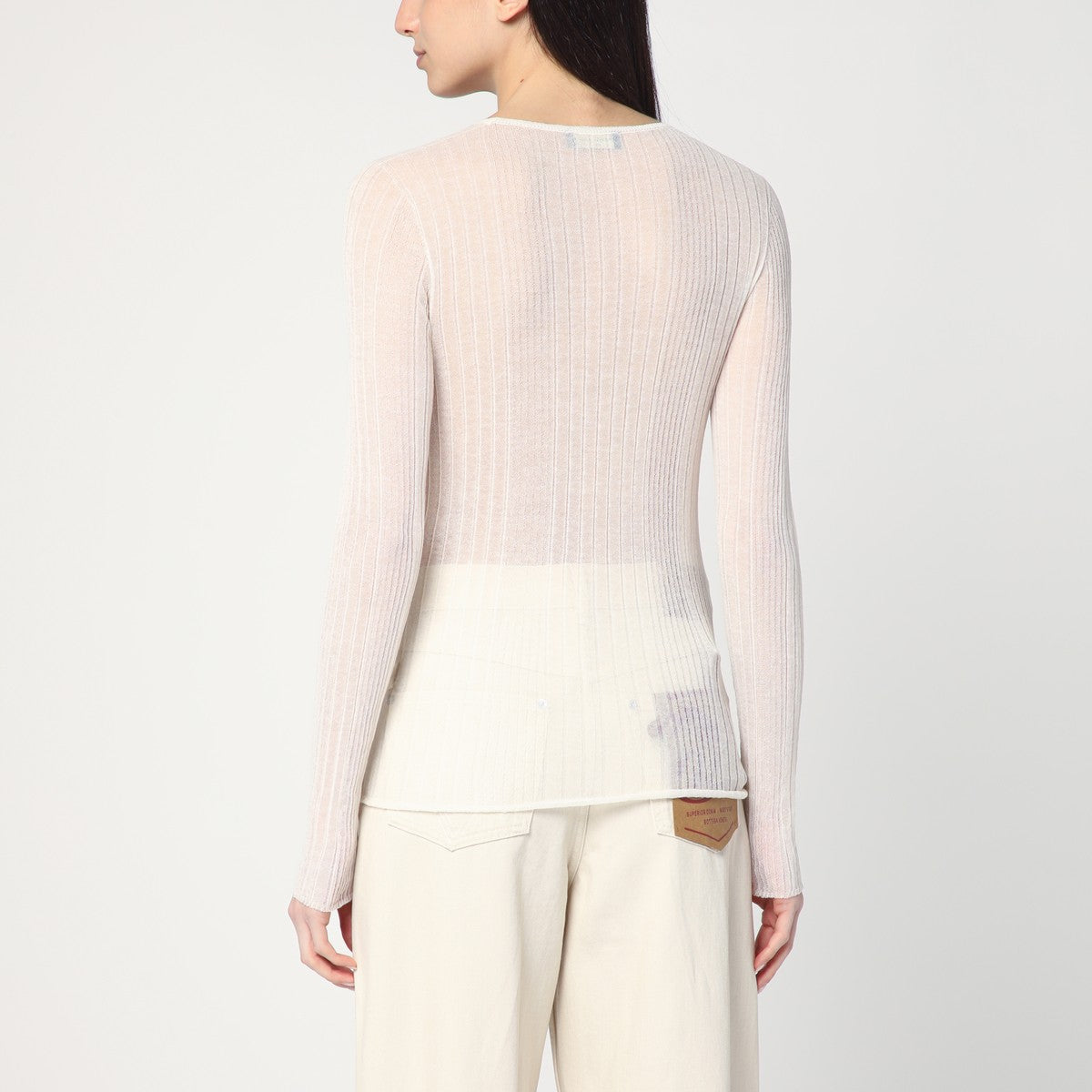 Roberto Collina Semi-transparent sweater in natural colour Roberto Collina 