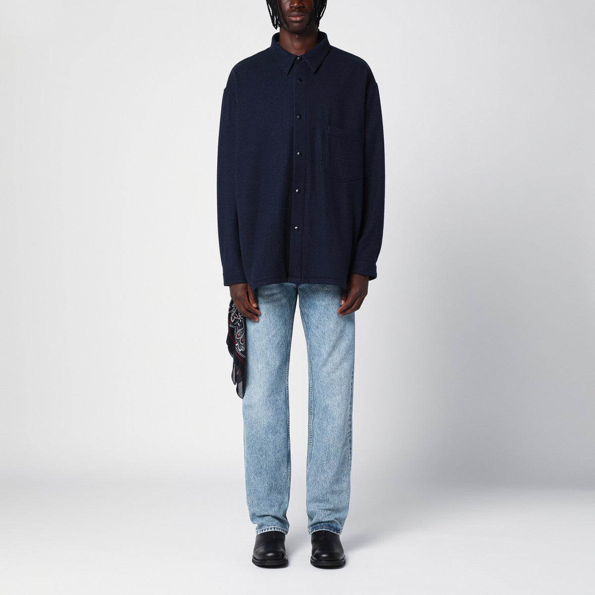 Destin Dark blue wool and cashmere overshirt Destin 