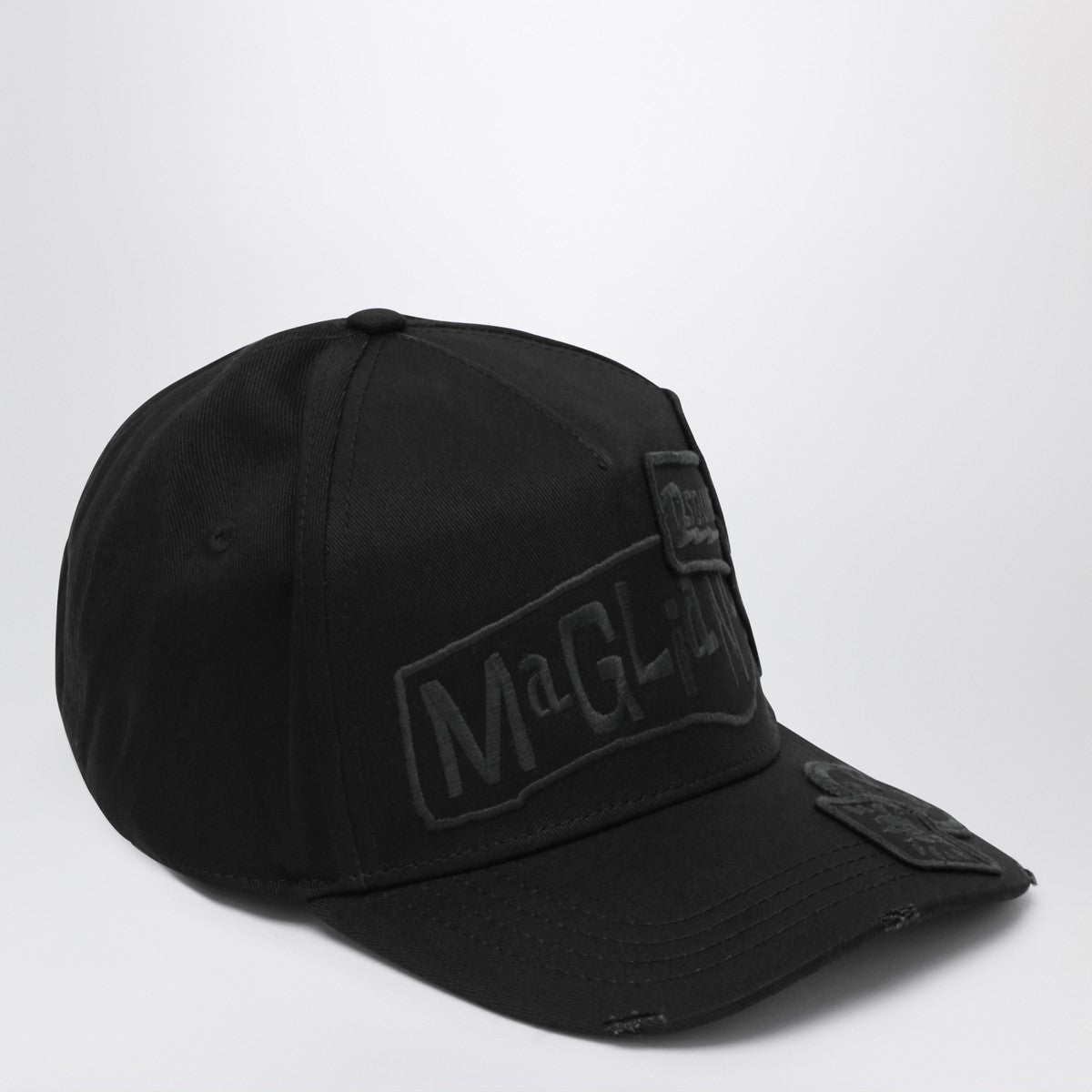 Magliano X D2 Black baseball cap with logo patches Magliano X D2 