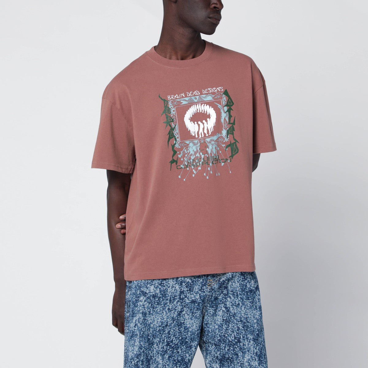 Brain Dead Walnut vintage-effect T-shirt with printed logo Brain Dead 