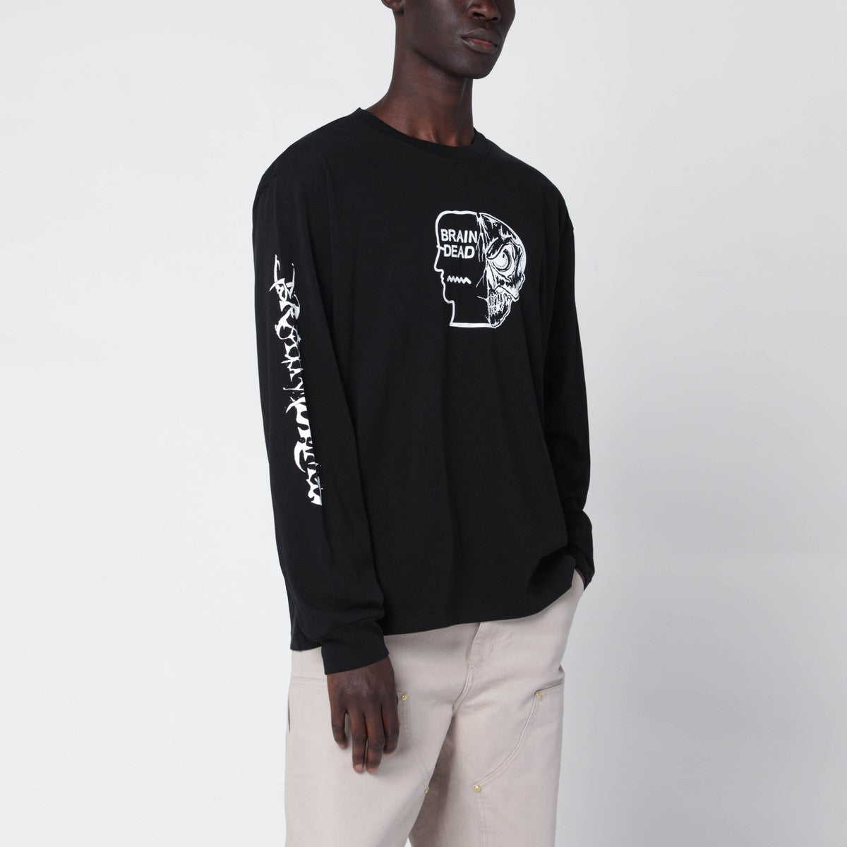 Brain Dead Black sweatshirt with logo prints Brain Dead 