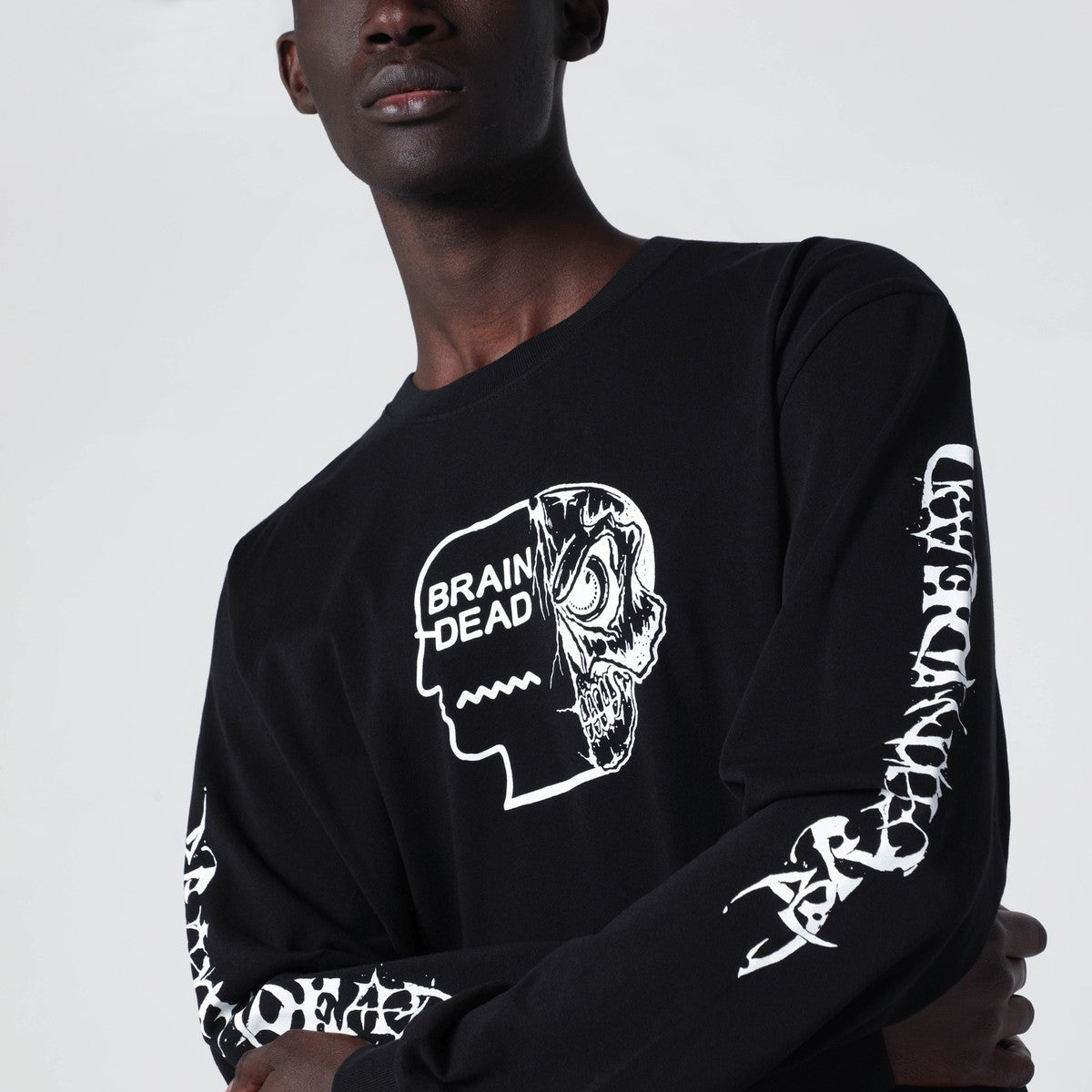 Brain Dead Black sweatshirt with logo prints Brain Dead 