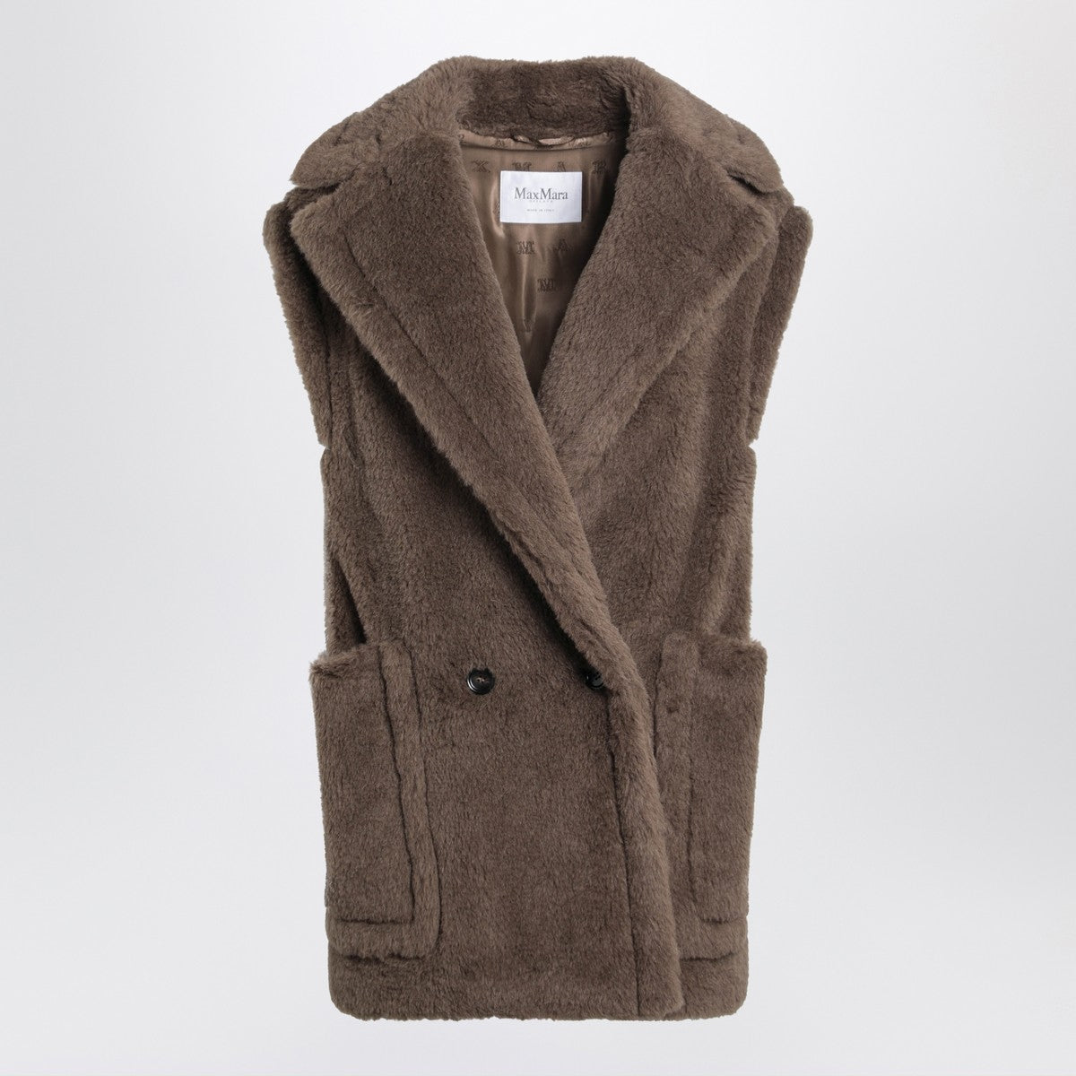 Max Mara Brown Teddy gilet in alpaca and wool Max Mara 