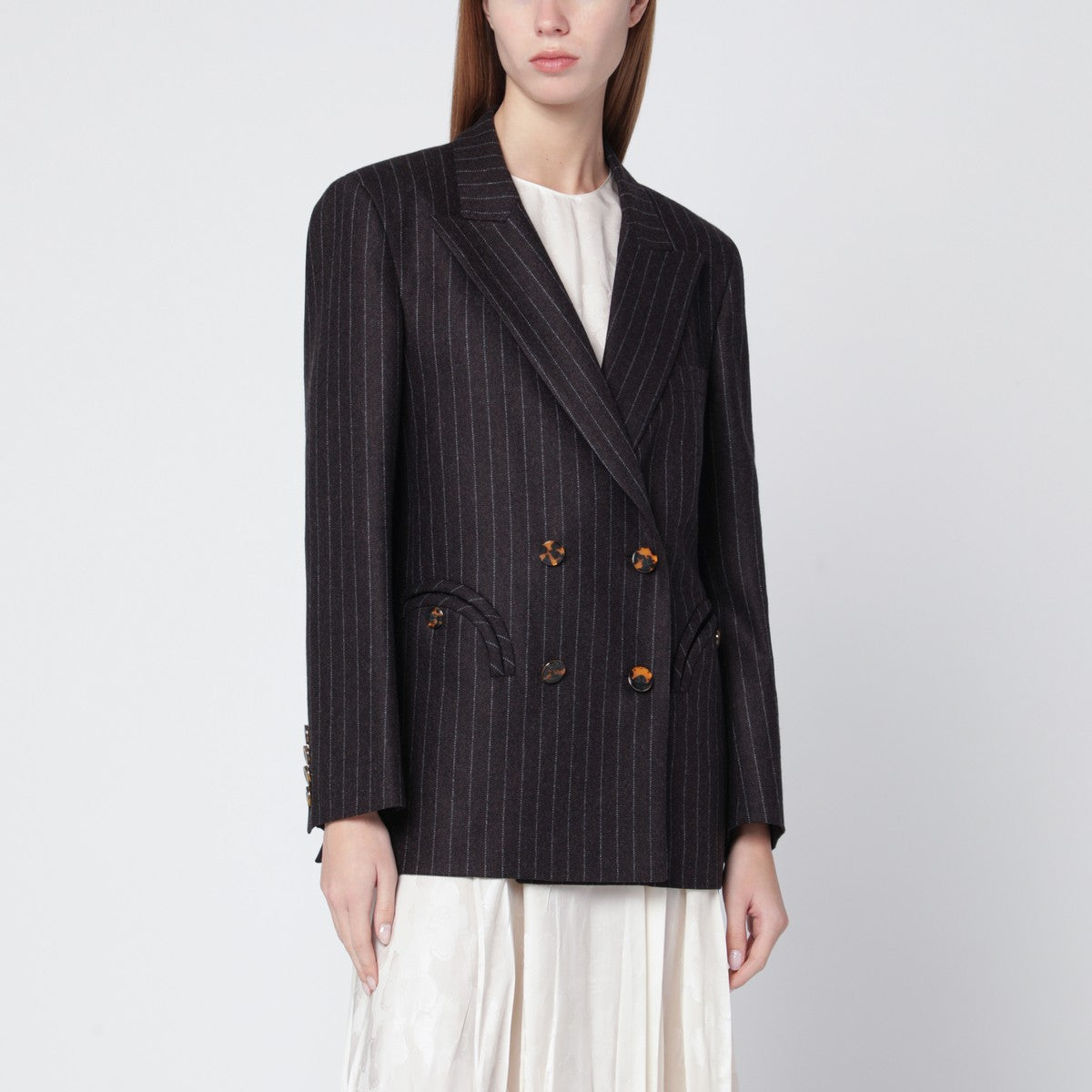 Blazé Milano Brown pinstripe jacket in wool and cashmere Blazé Milano 