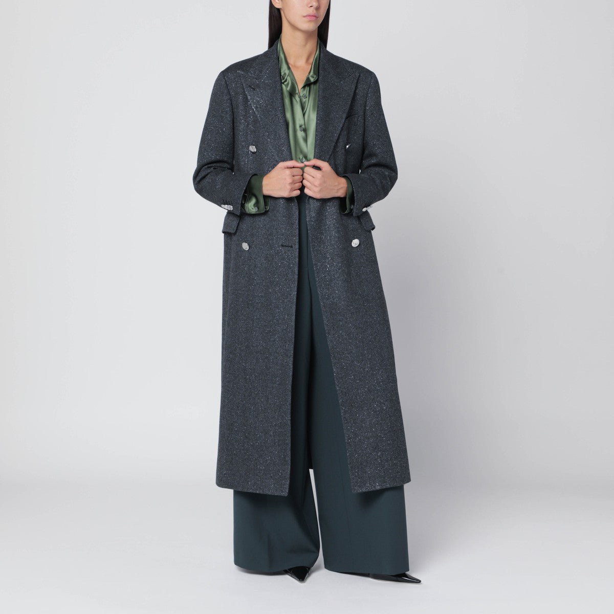 Tagliatore Black houndstooth double-breasted coat Tagliatore 