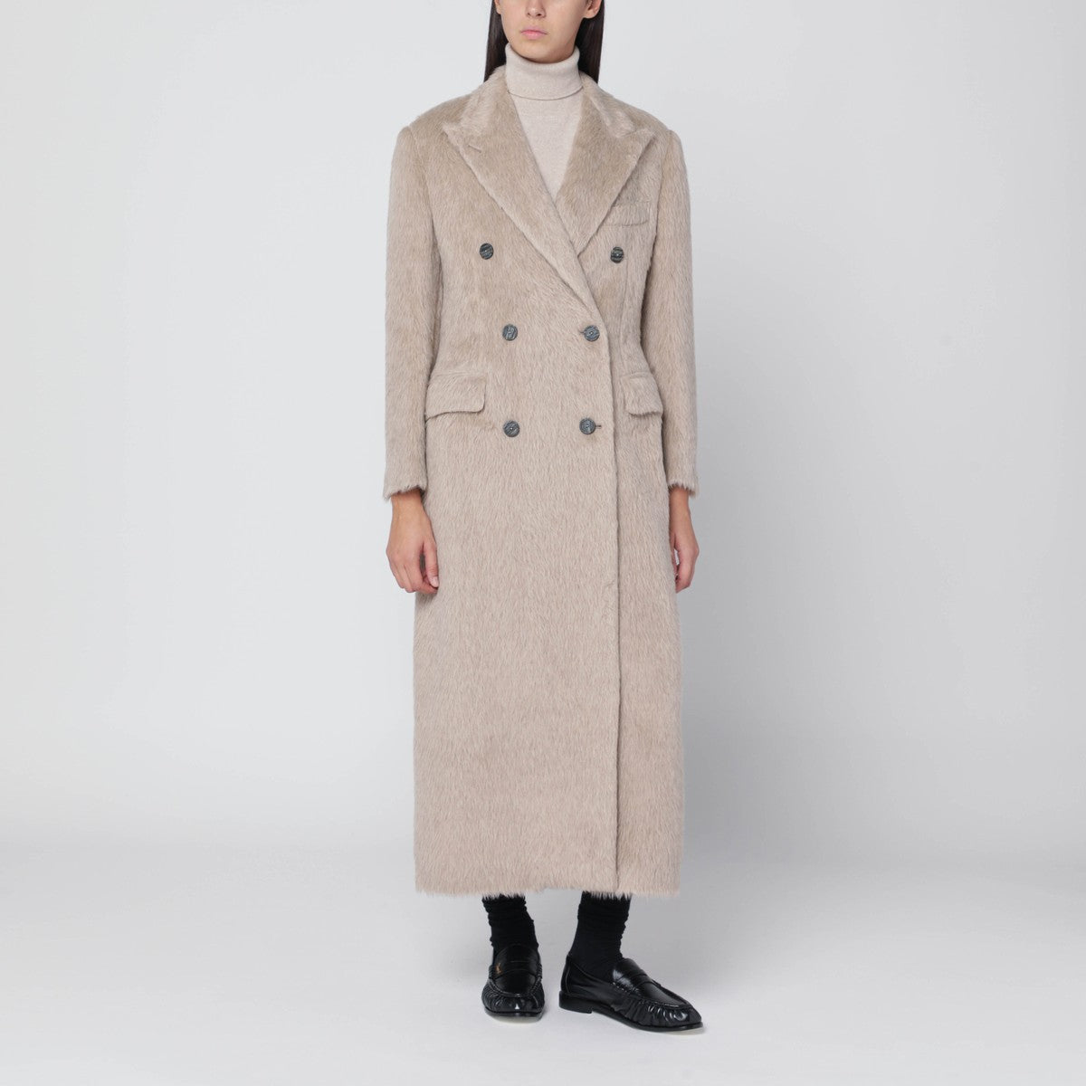 Tagliatore Beige double-breasted coat in wool blend Tagliatore 