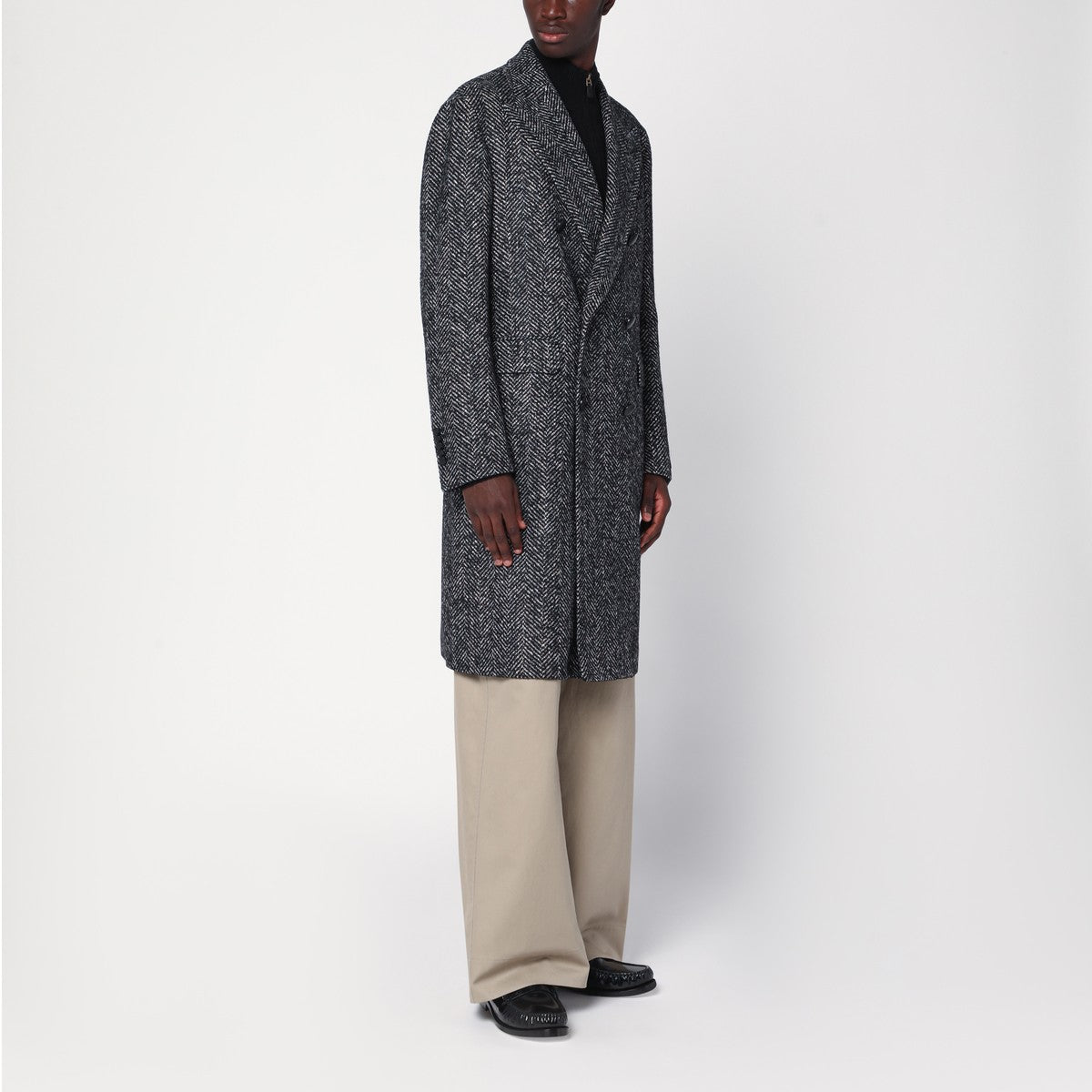 Tagliatore Black/beige houndstooth double-breasted coat Tagliatore 