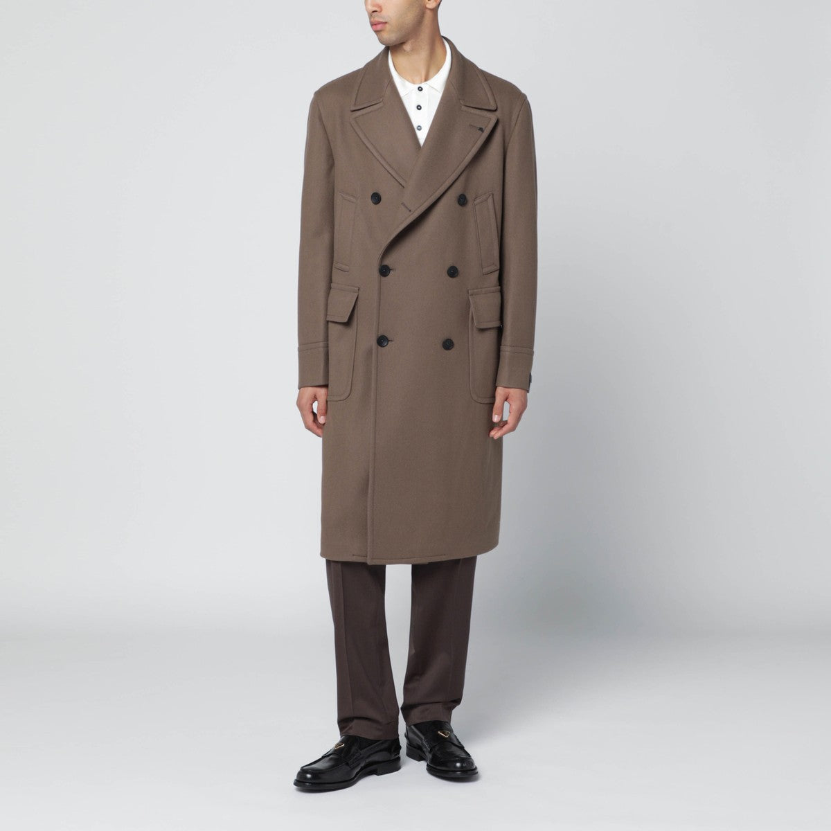 Tagliatore Taupe double-breasted wool-blend coat Tagliatore 