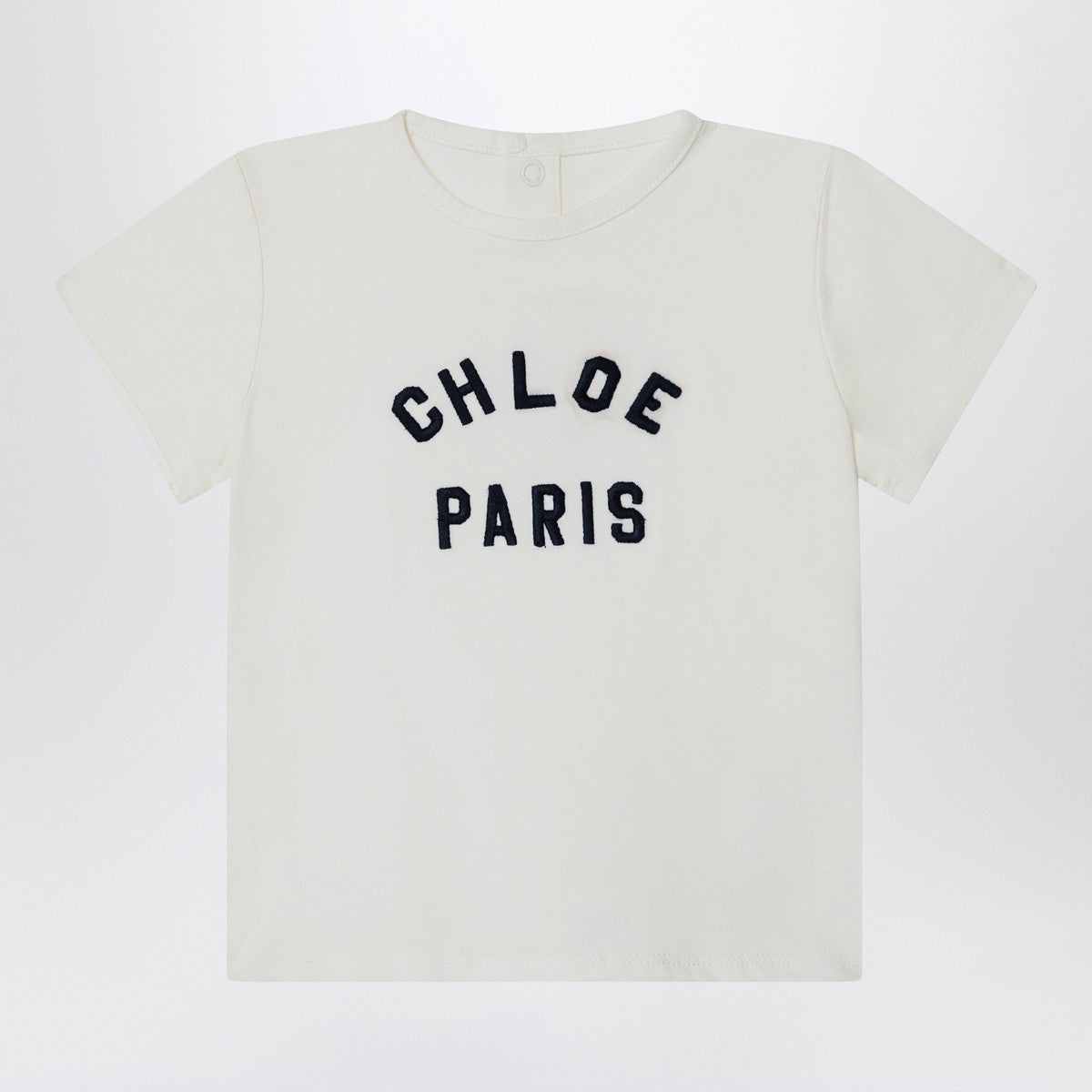 Chloé White cotton T-shirt with embroidered logo Chloé 