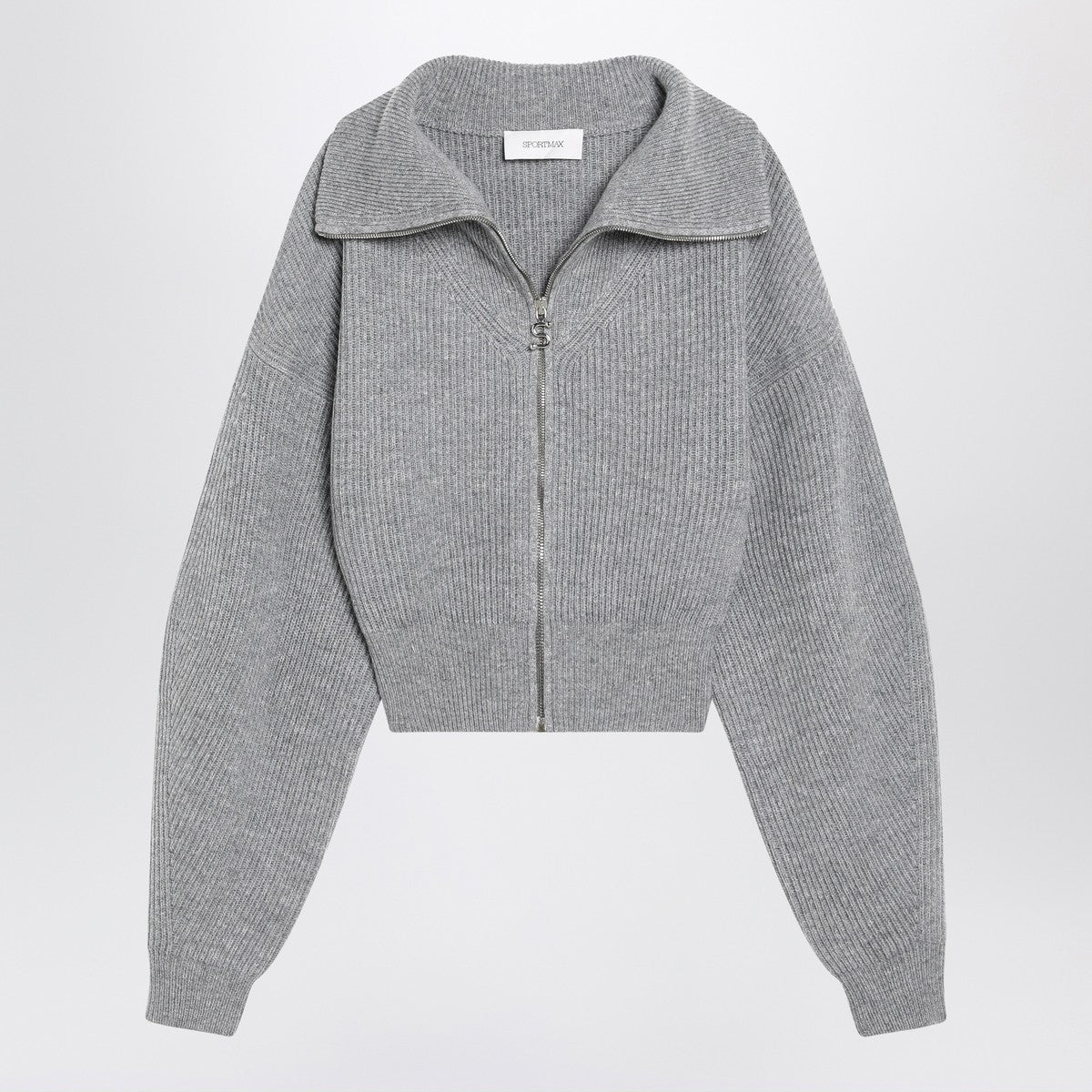 Sportmax Grey zip-up cardigan in wool and cashmere Sportmax 