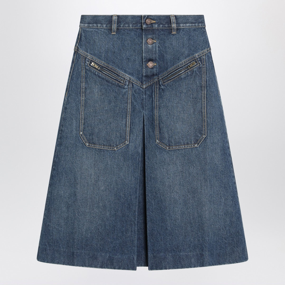 Chloé Knee-length skirt in washed blue denim Chloé 