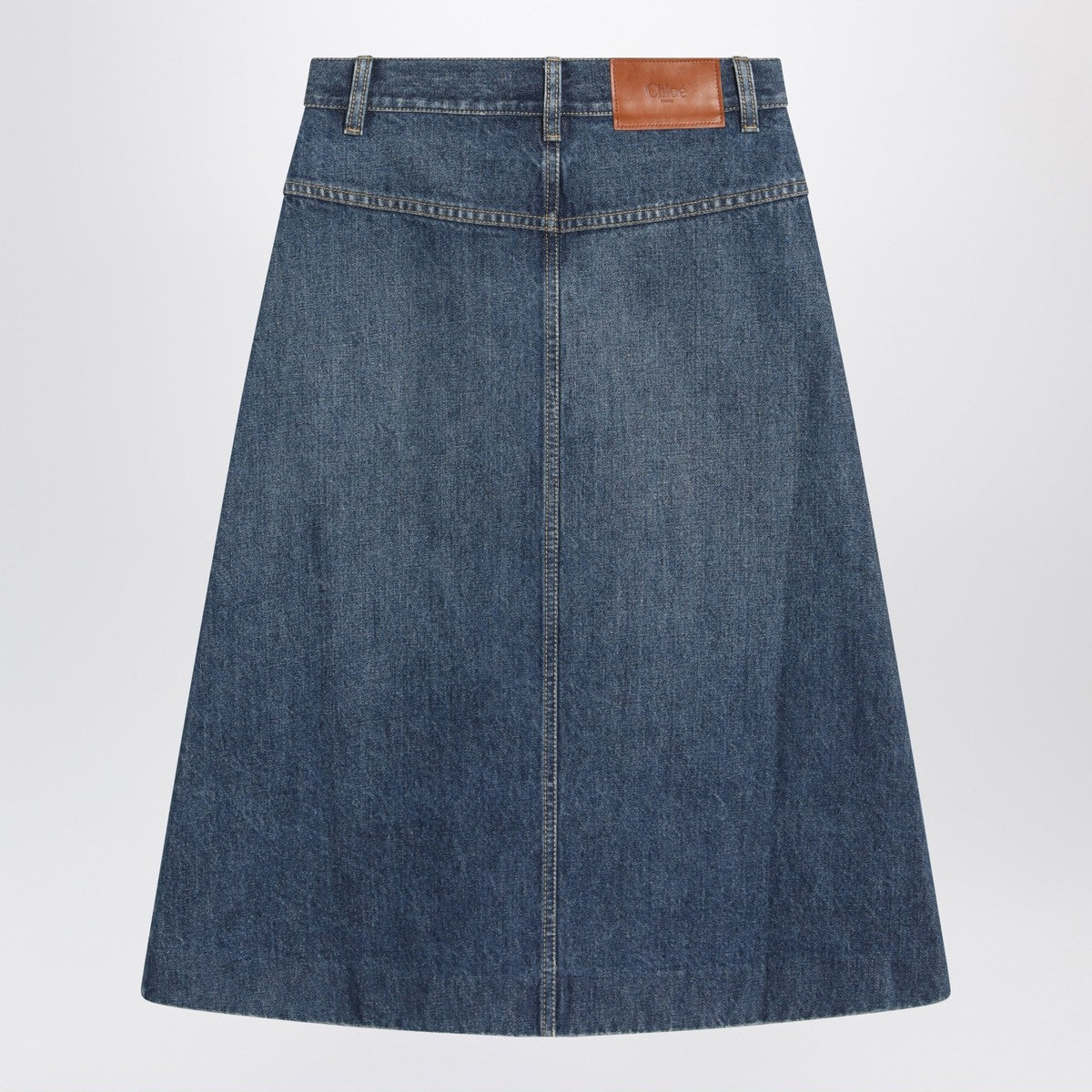 Chloé Knee-length skirt in washed blue denim Chloé 