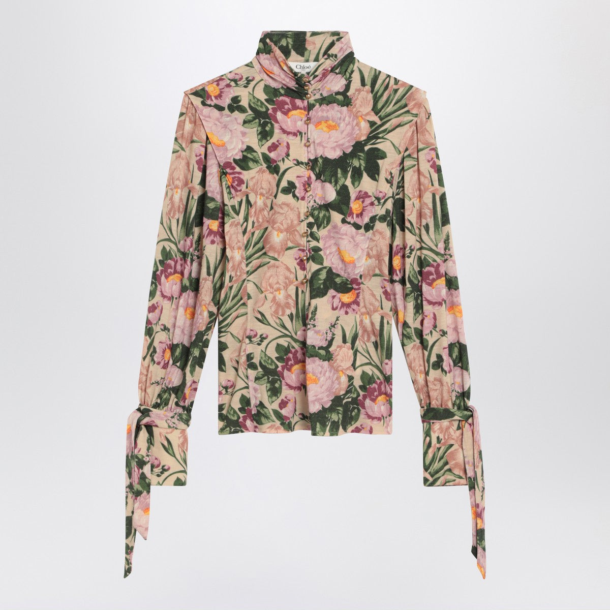Chloé Turtleneck jersey wool sweater with floral print Chloé 