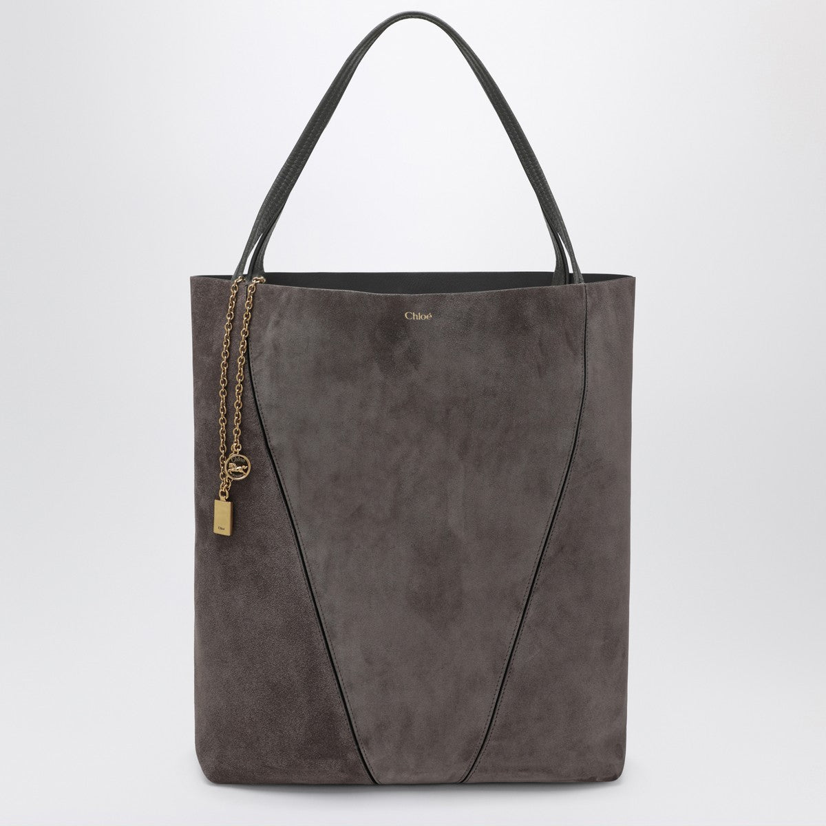 Large Chloé Spin tote bag in grey suede Chloé 