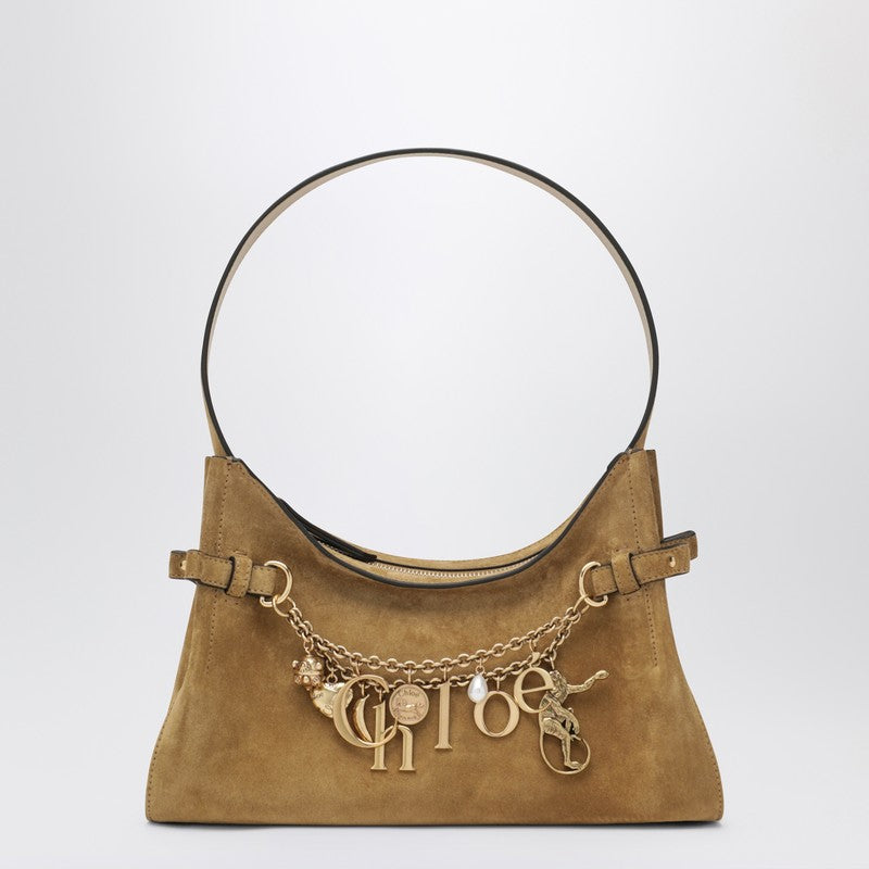 Khaki suede leather Chloé Charms Hobo bag