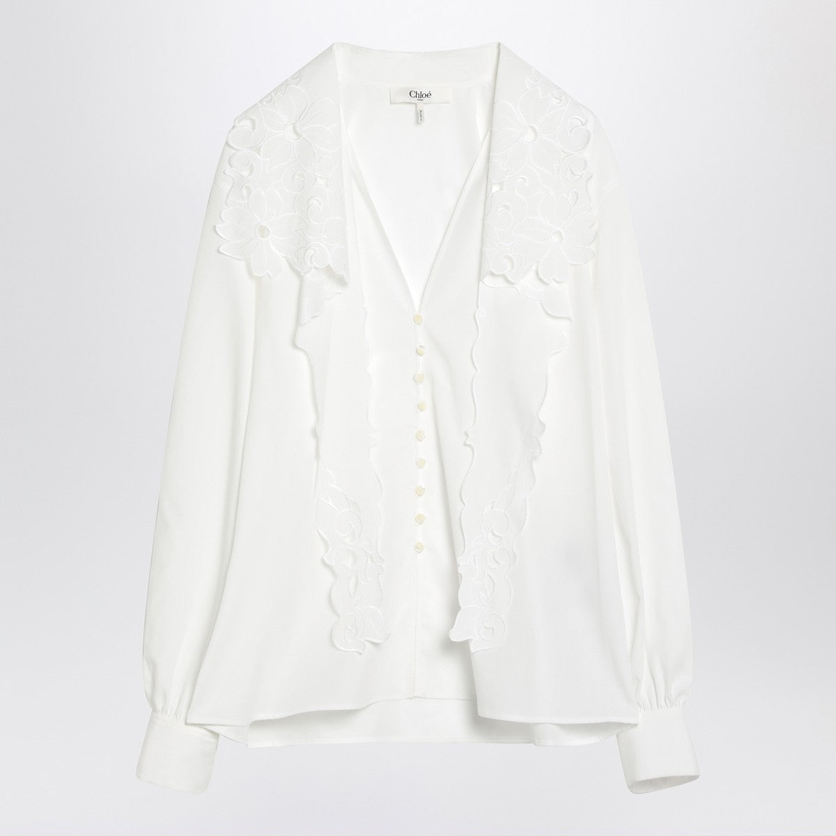 Chloé White shirt with embroidered bow tie Chloé 