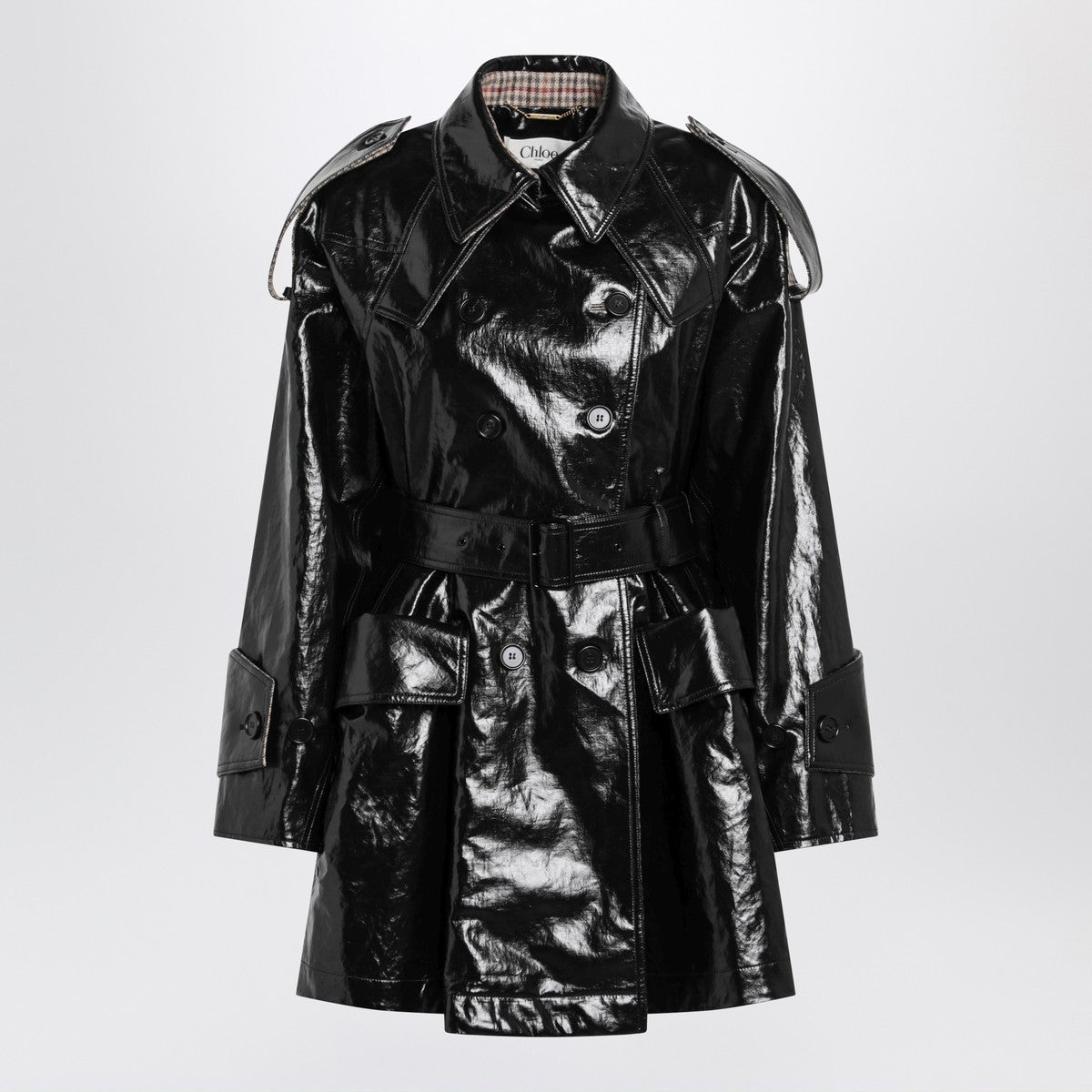 Chloé Short black coated linen trench Chloé 