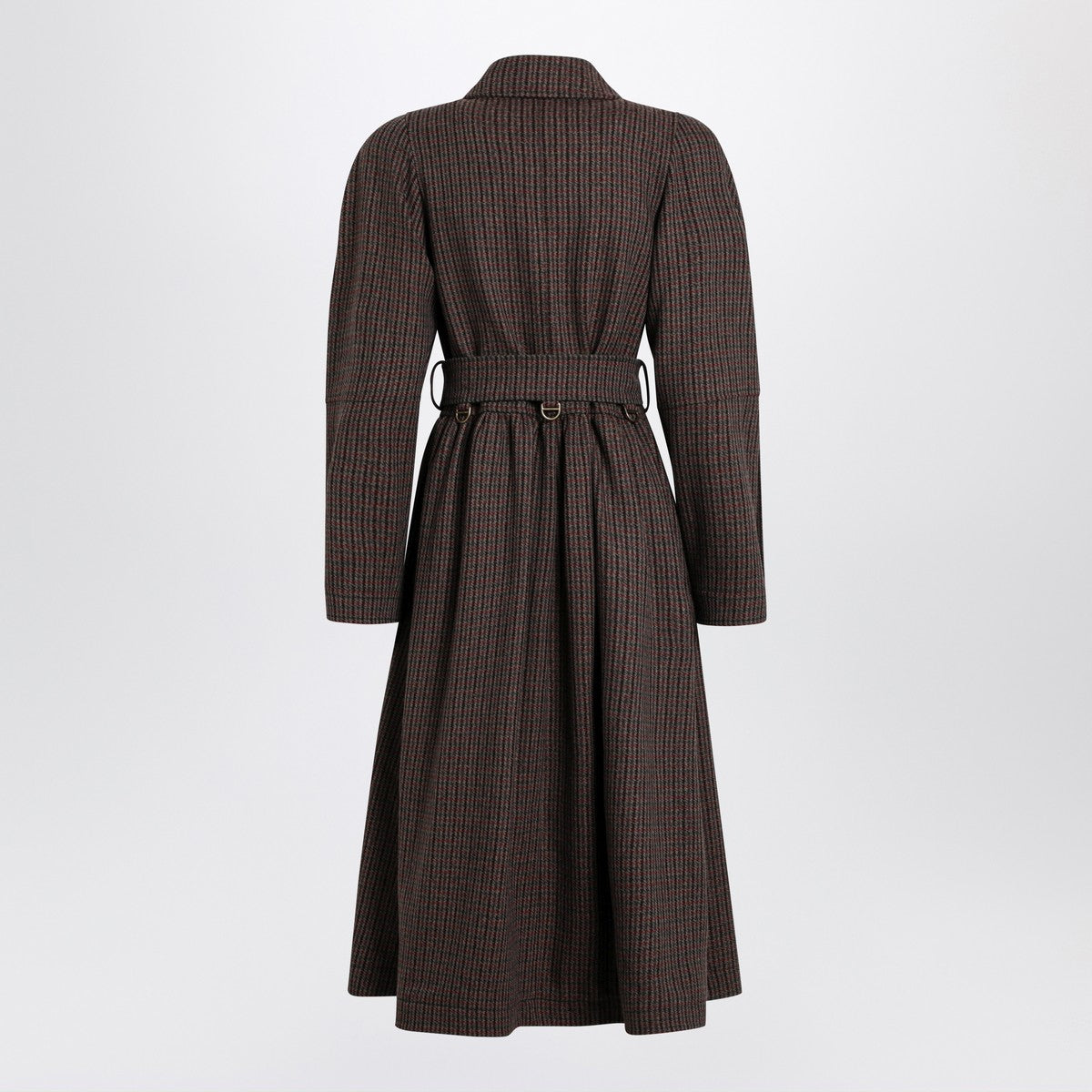 Chloé Grey/red double-breasted coat in houndstooth wool Chloé 