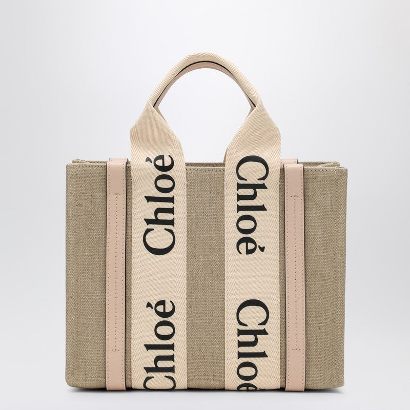 Chloé Woody little bag in beige canvas