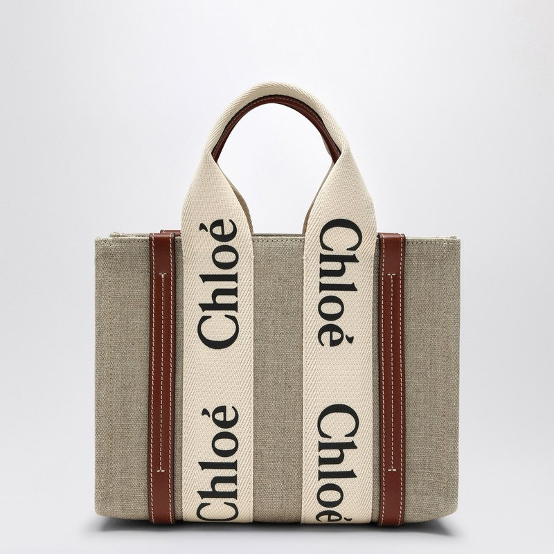 Chloé Woody little bag in beige canvas