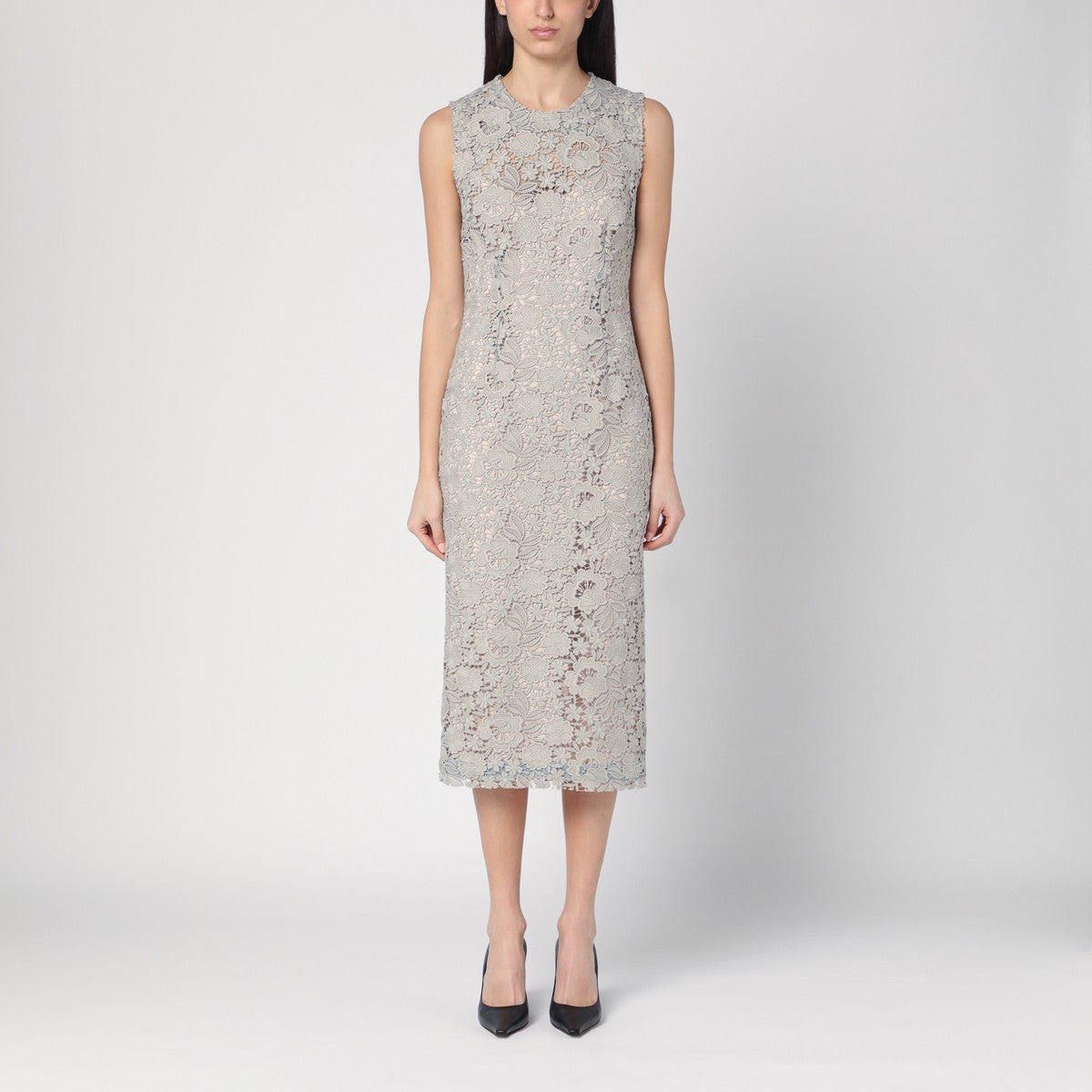 P.A.R.O.S.H. Light grey lace midi dress P.A.R.O.S.H. 