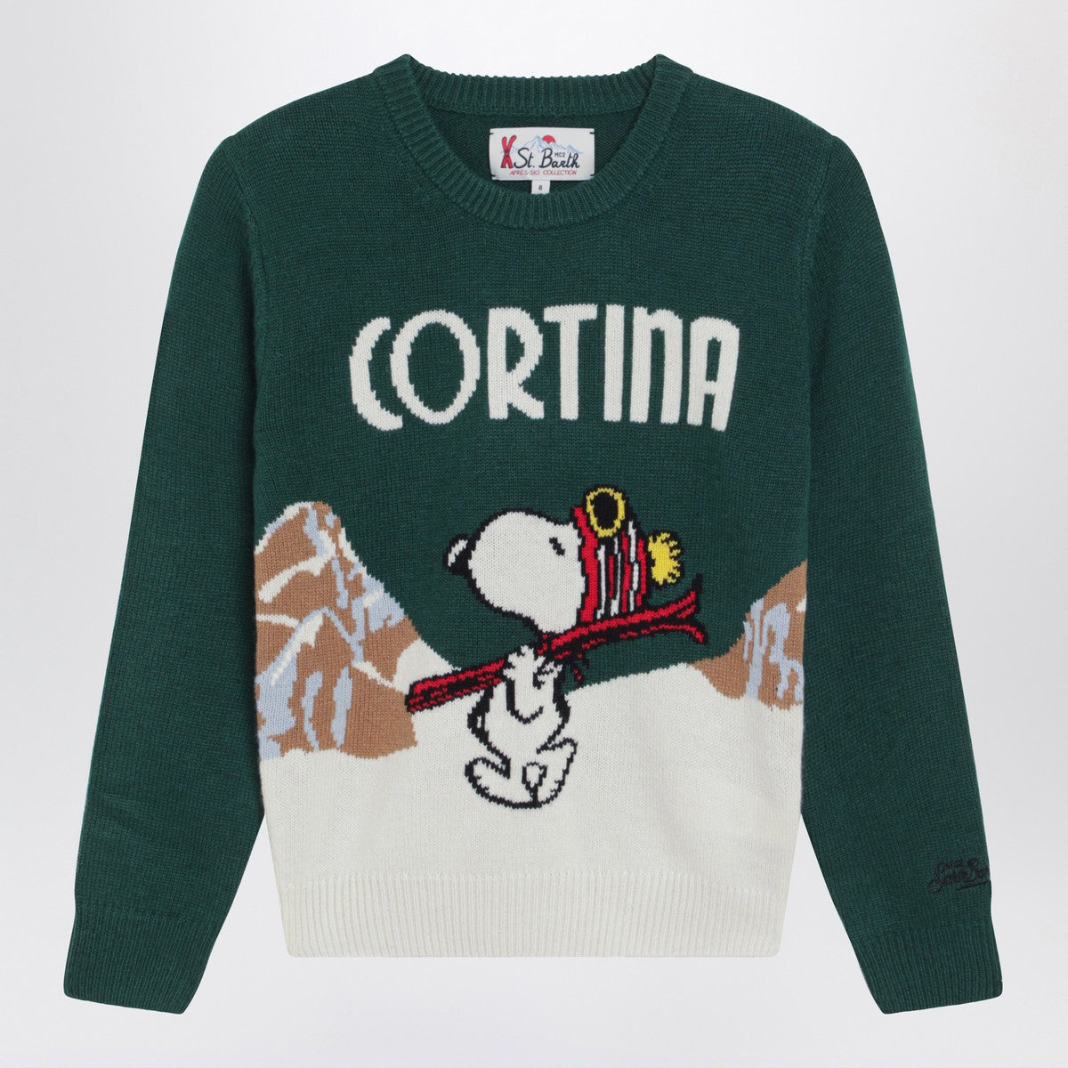 MC2 Saint Barth Green wool-blend sweater with Snoopy Cortina MC2 Saint Barth 
