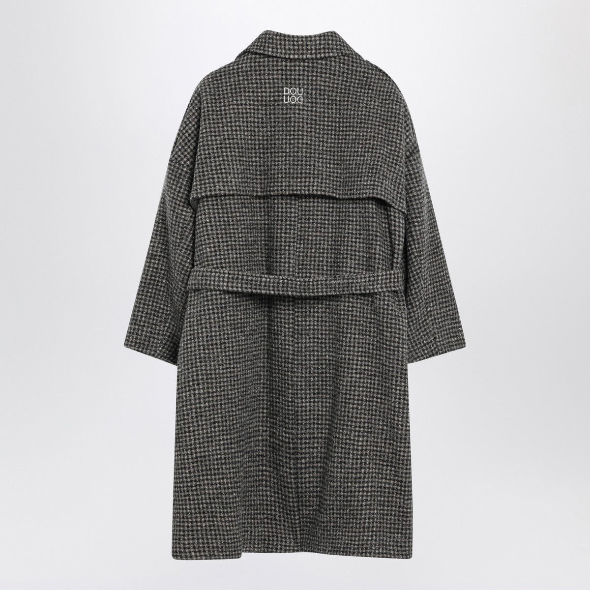 Douuod Ebony/beige checked wool coat Douuod 