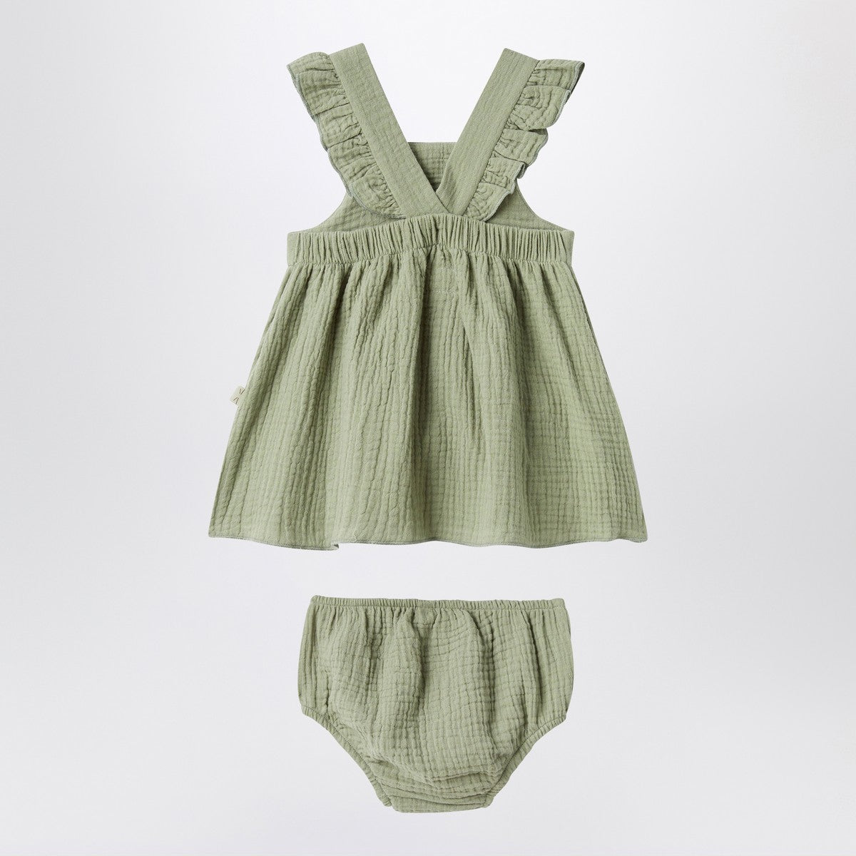 Teddy & Minou Sage green dress with ruffles Teddy & Minou 
