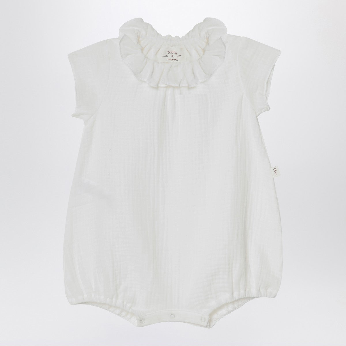 Teddy & Minou White Cotton Romper Teddy & Minou 