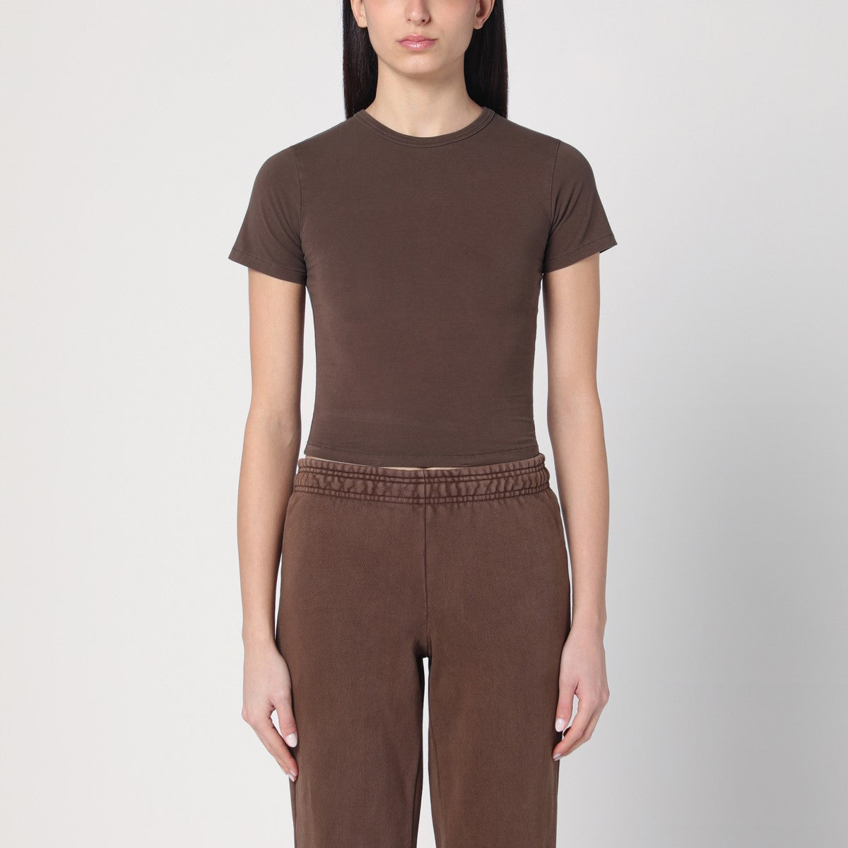 Entire Studios Brown cropped T-shirt in cotton Entire Studios 