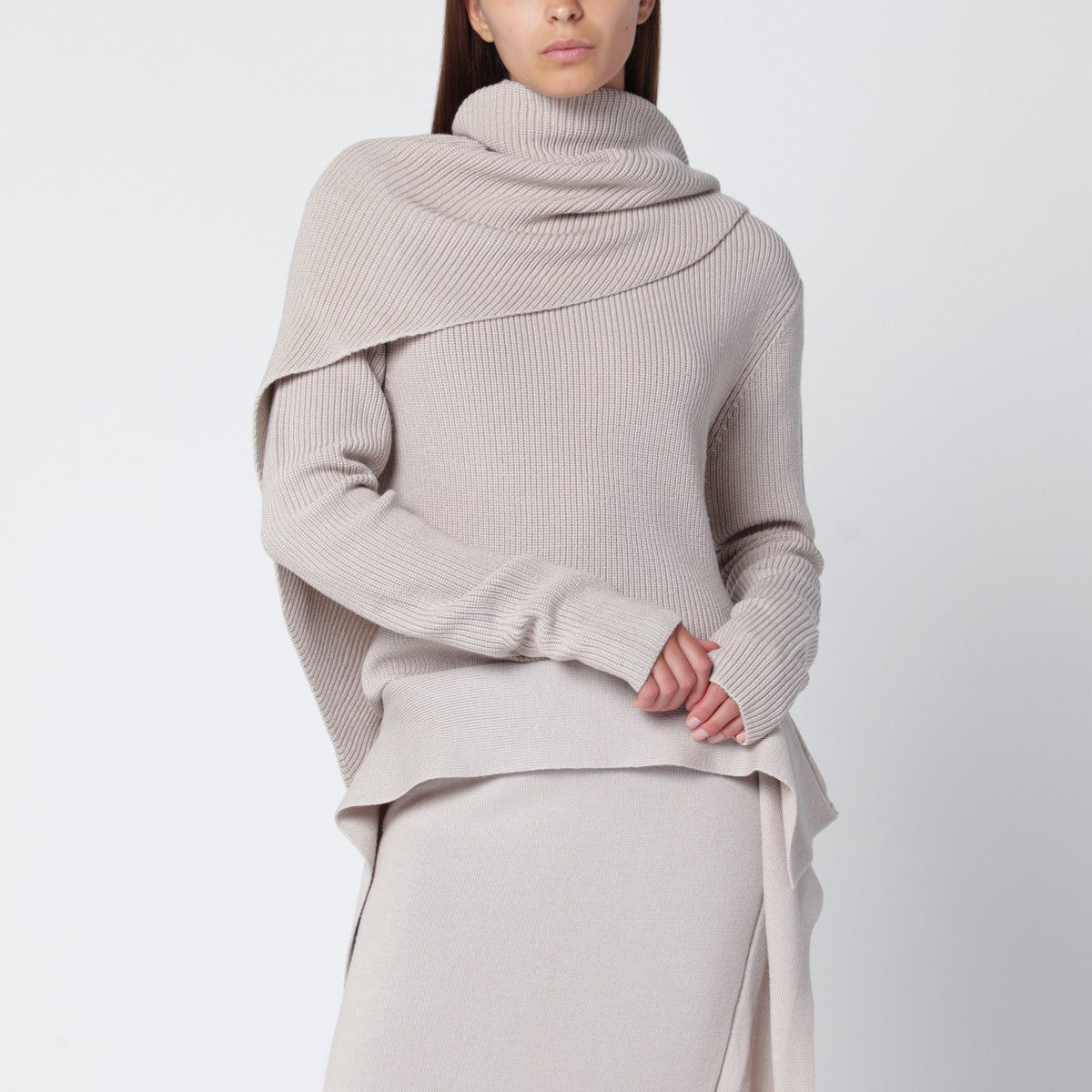 Entire Studios Light beige wool cape sweater Entire Studios 