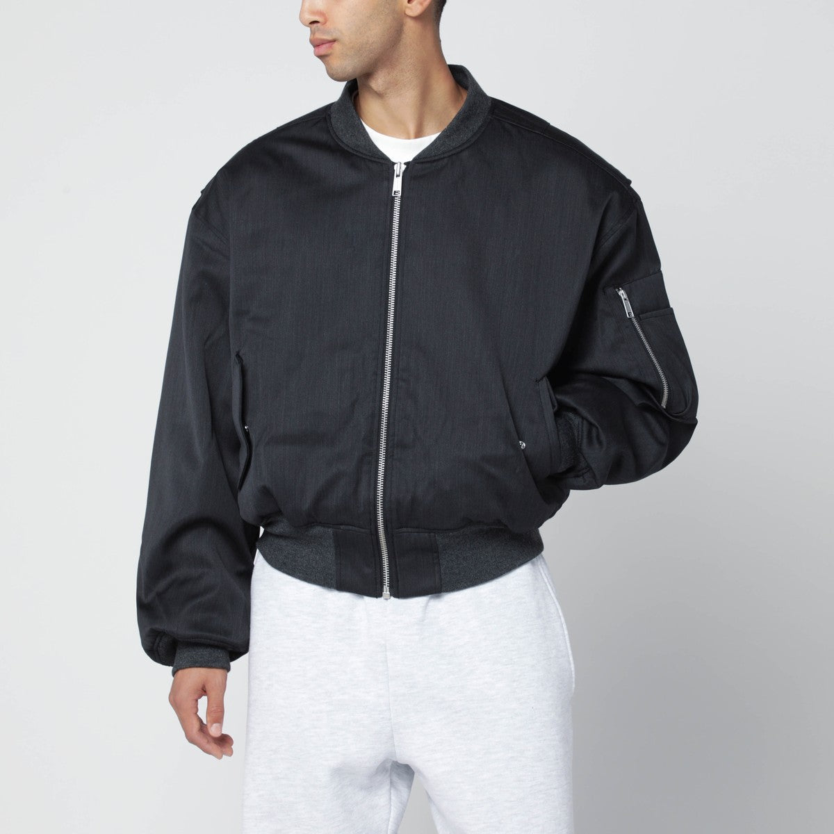 Entire Studios Grey wool-blend bomber jacket with zip Entire Studios 