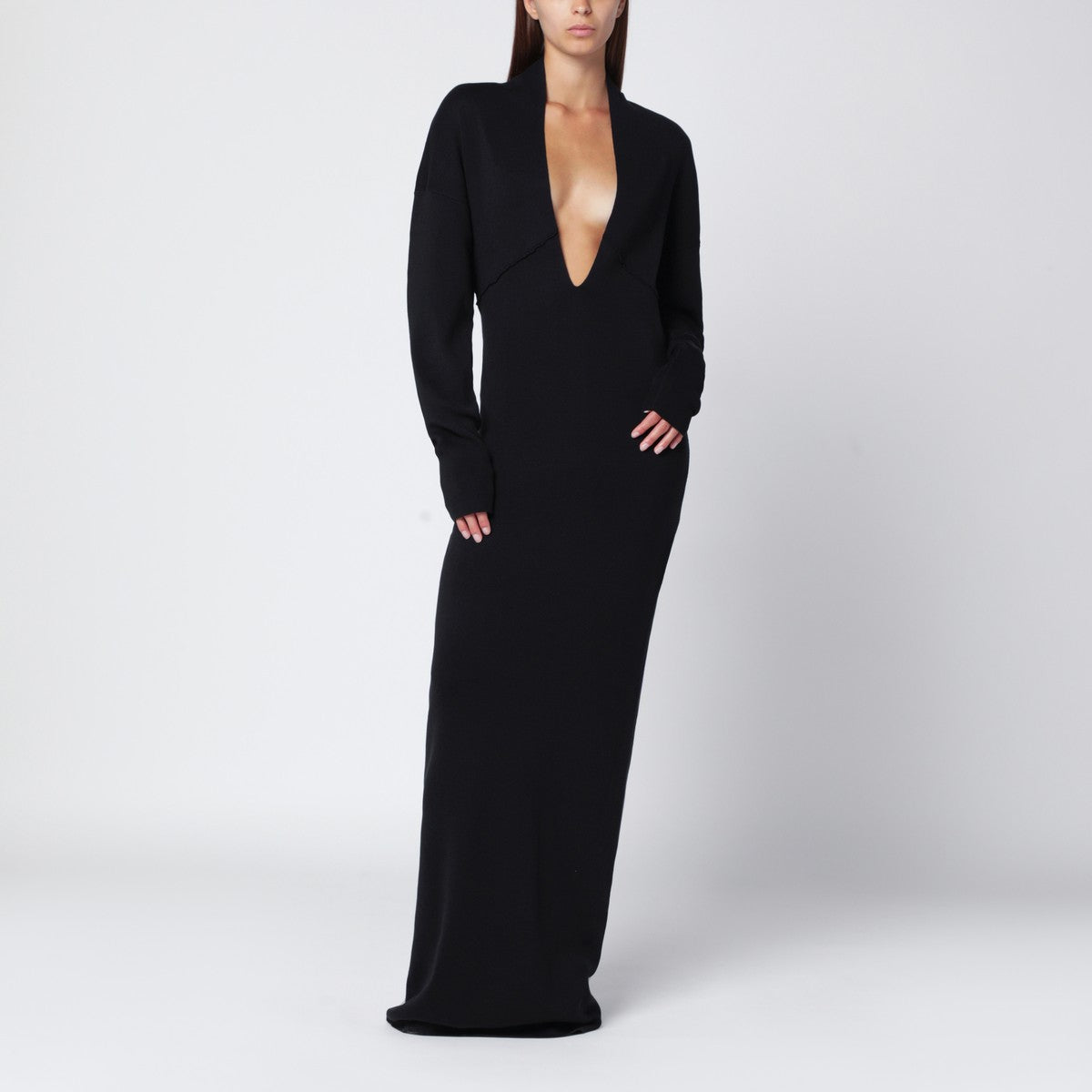 Entire Studios Black long dress with wide neckline Entire Studios 