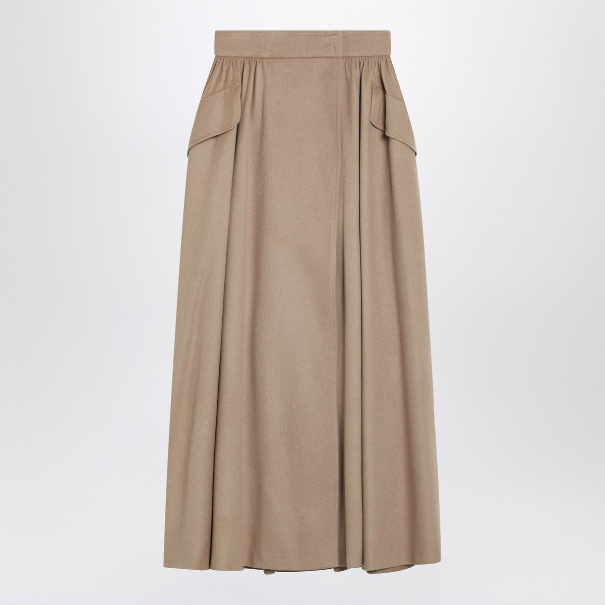 Max Mara Beige midi skirt in camel drap