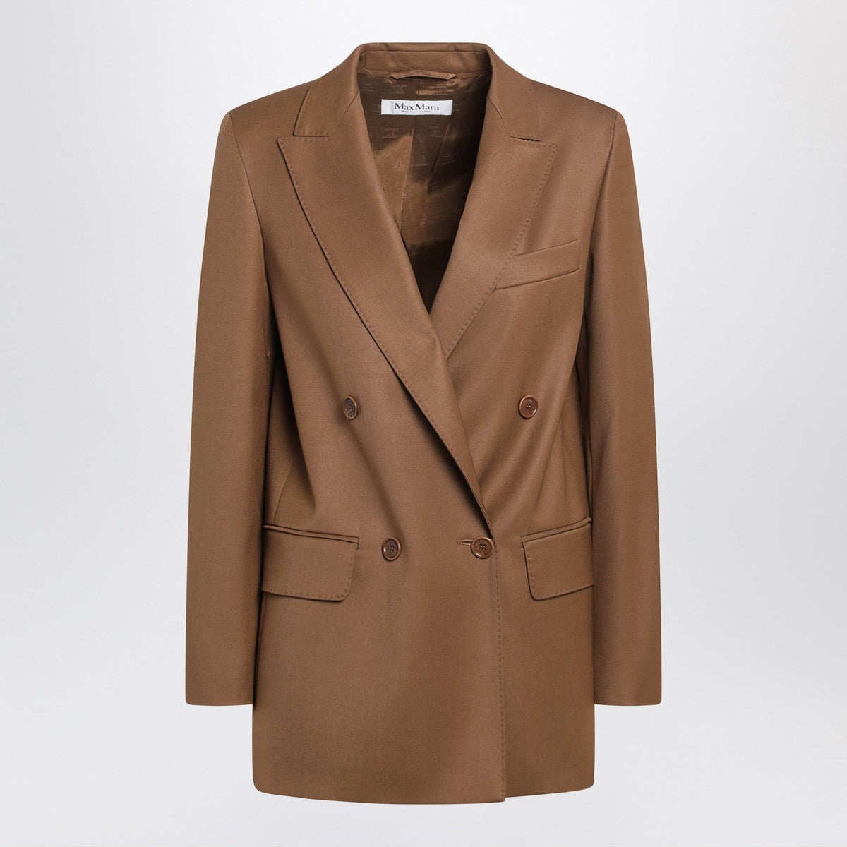 Max Mara Tan double-breasted wool blazer Max Mara 