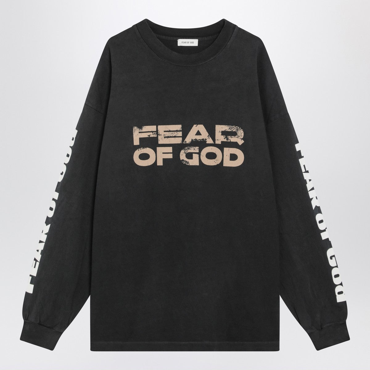 Fear of God Black washed-effect sweater with logo prints Fear of God 
