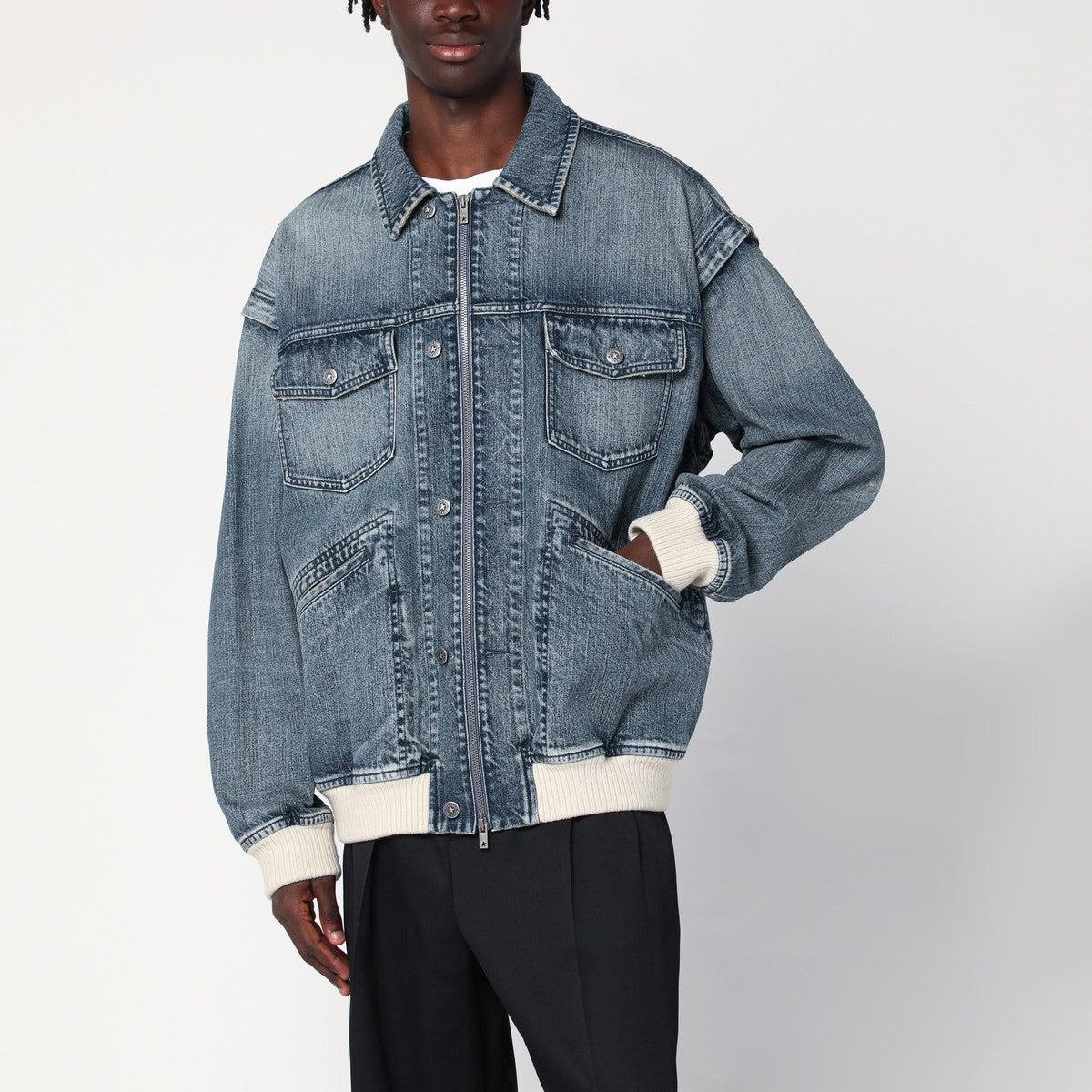 Golden Goose Bomber blue washed effect in denim Golden Goose 