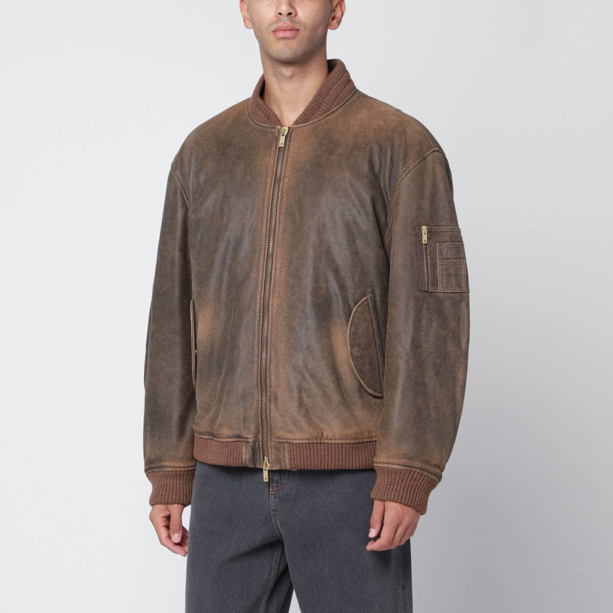 Golden Goose Vintage-effect brown bomber Golden Goose 