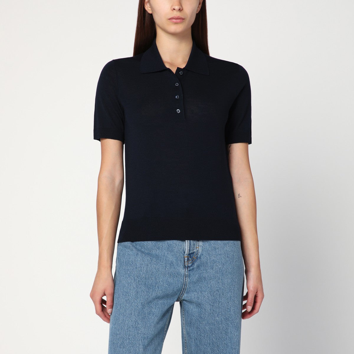 Golden Goose Navy blue polo in virgin wool Golden Goose 