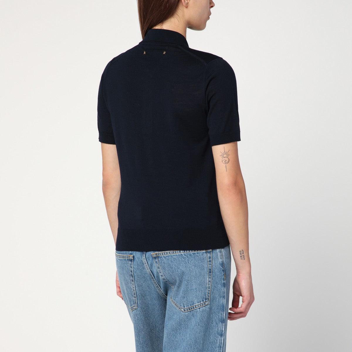 Golden Goose Navy blue polo in virgin wool Golden Goose 