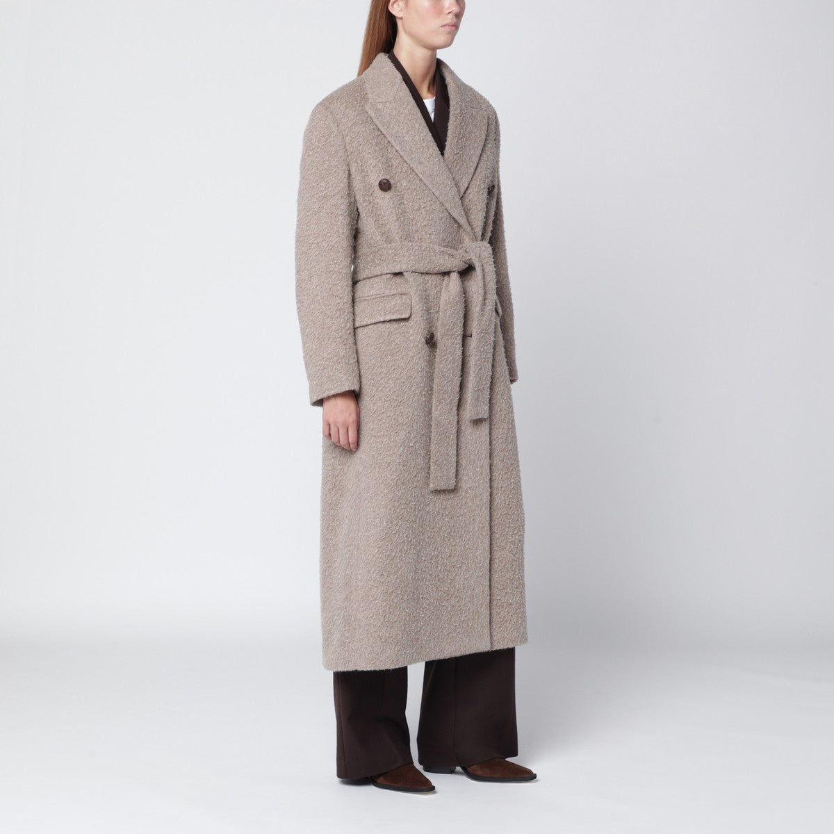 Golden Goose Greige wool-blend belted coat Golden Goose 