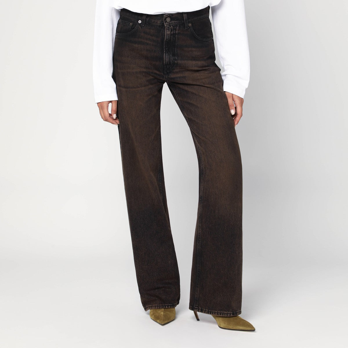 HAIKURE Brown vintage effect Korea jeans Haikure 