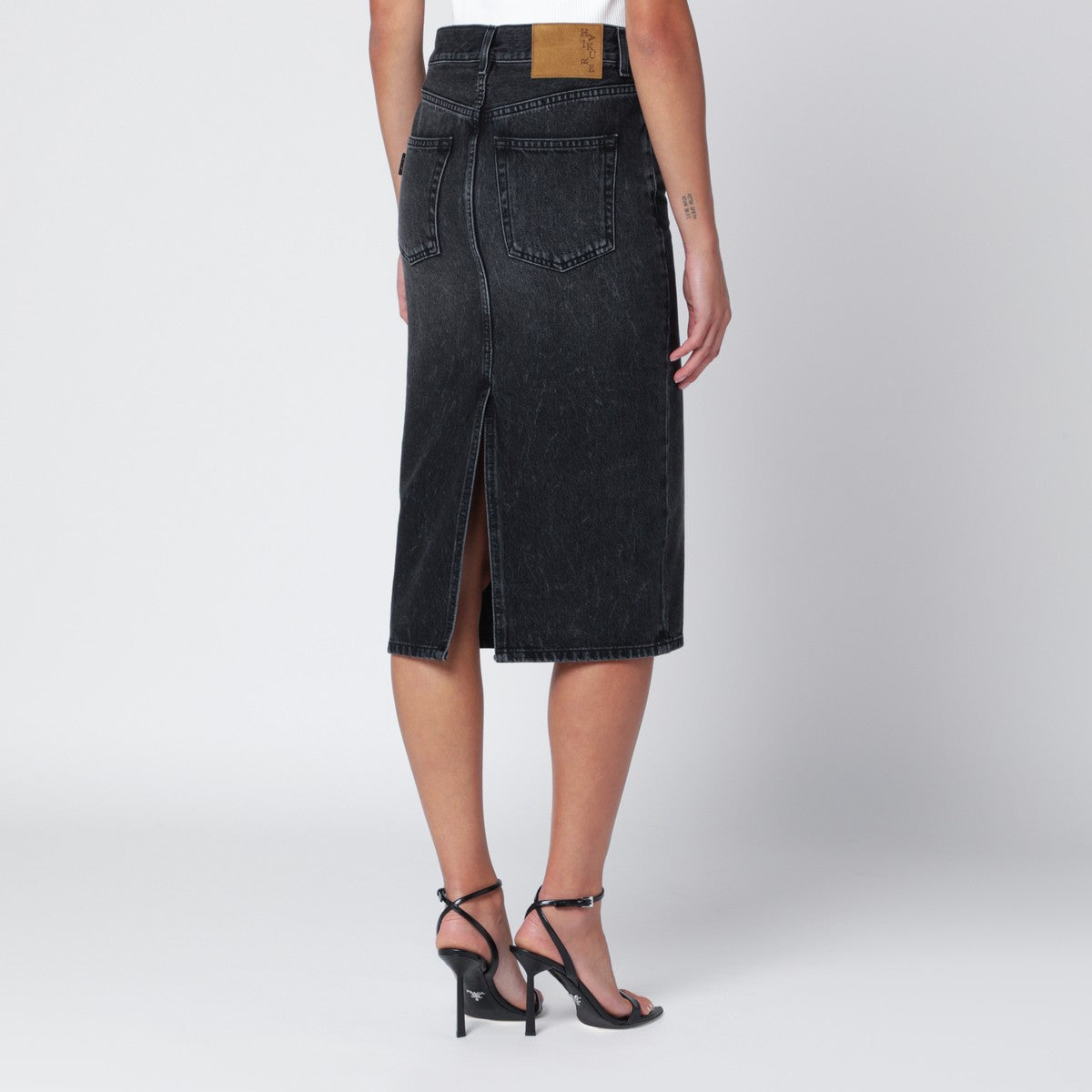 HAIKURE Black washed-effect Kim denim skirt Haikure 