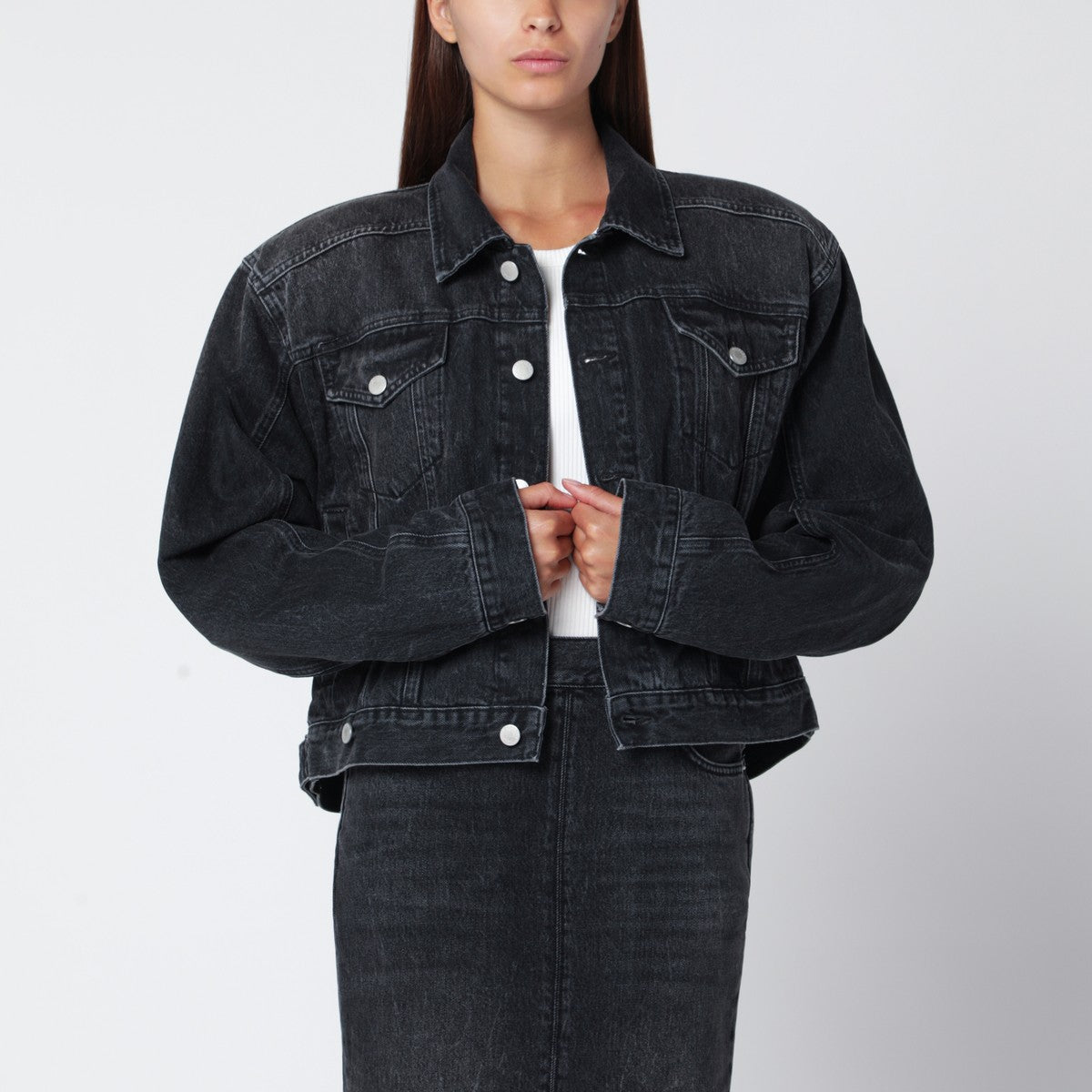 HAIKURE Black washed-effect Renee denim jacket Haikure 