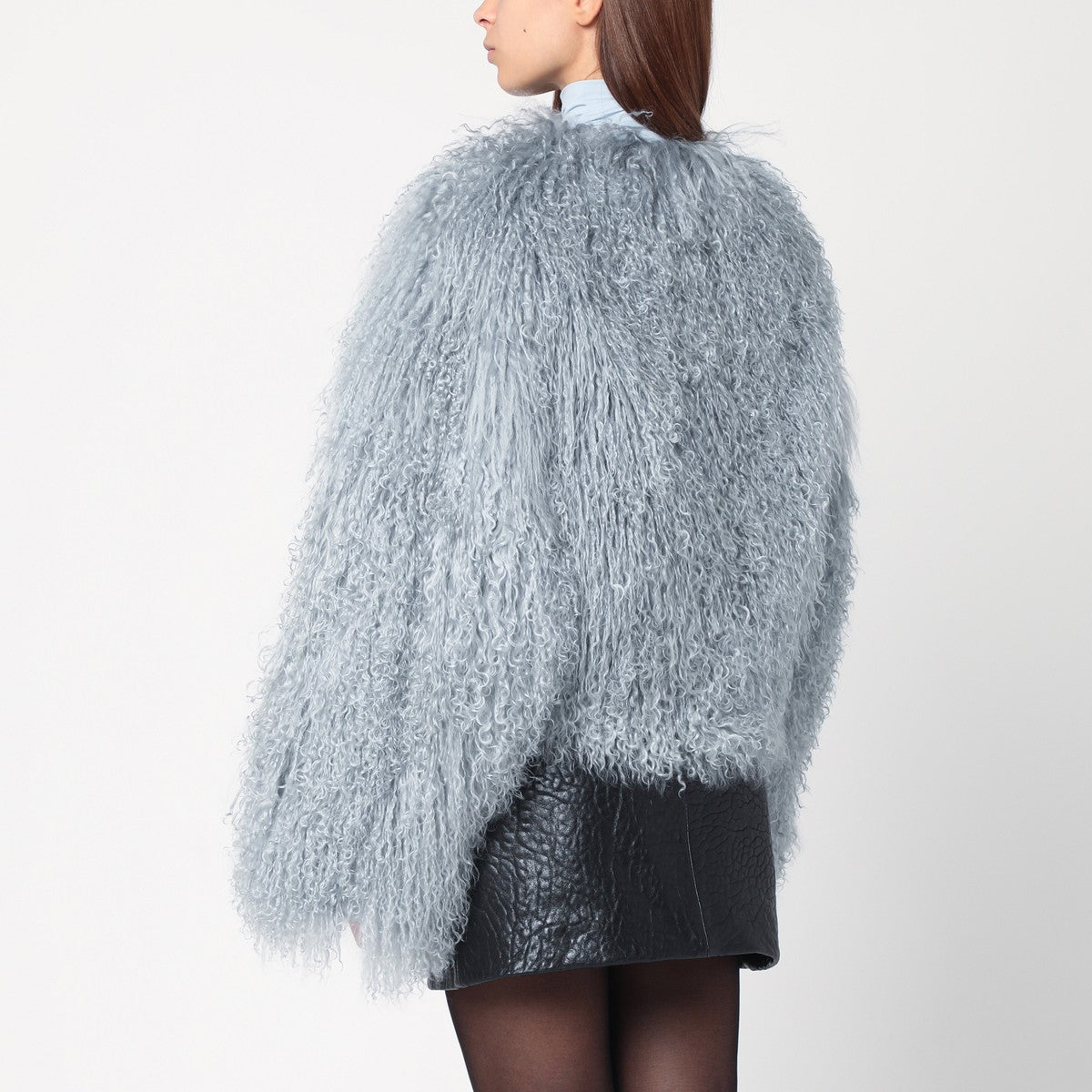 HALFBOY Short grey-blue fur coat HALFBOY 