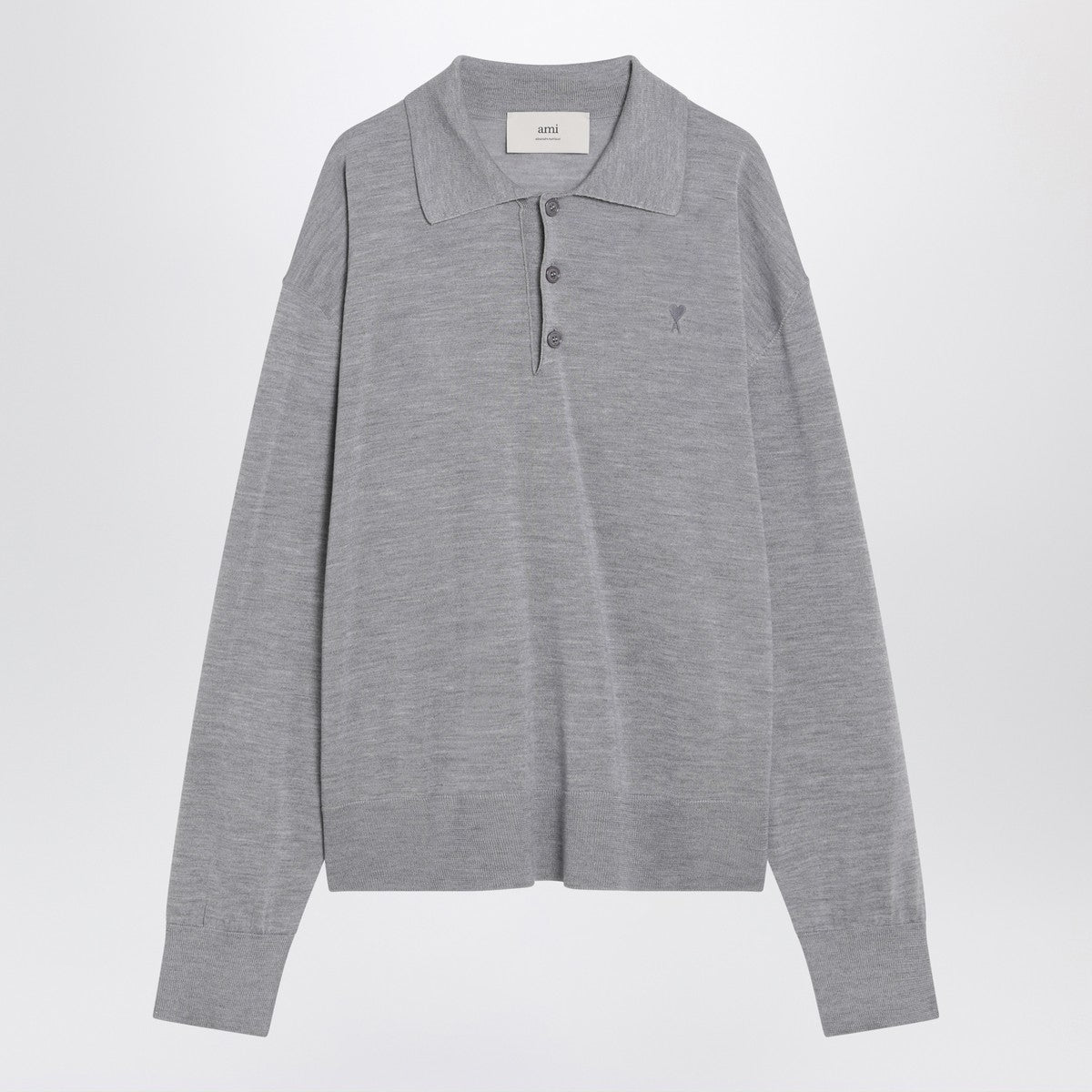 Ami Paris Grey wool and silk polo Ami De Coeur Ami Paris 