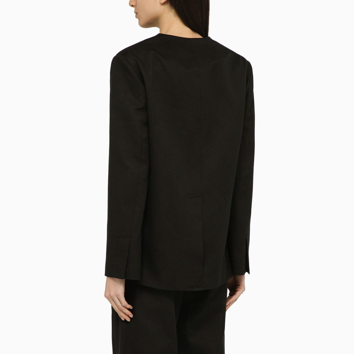 LouLou De Saison Black double-breasted jacket in cotton and linen LouLou De Saison 